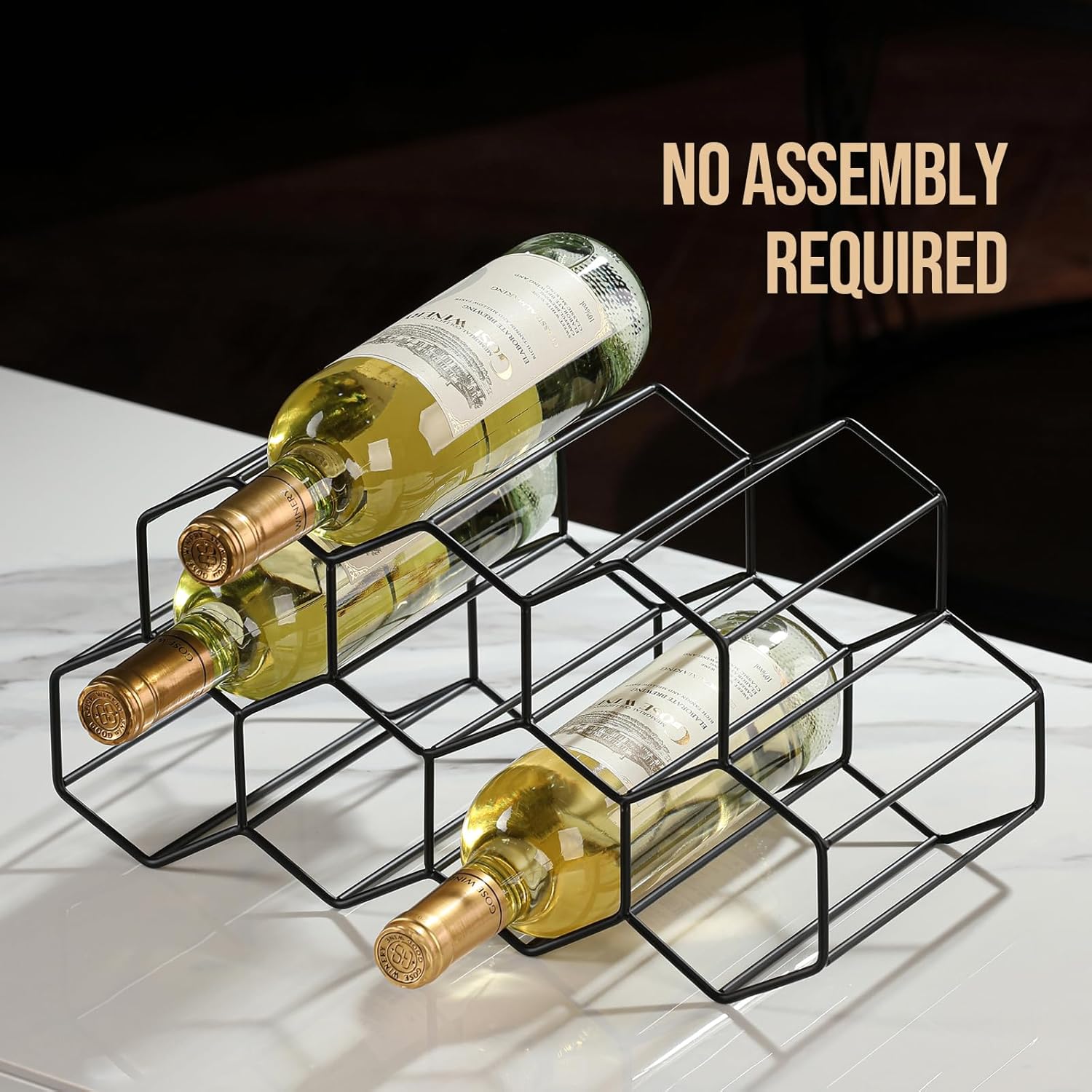 Drincarier 9 Bottle Countertop Wine Rack - Modern Black Metal 2 Tier