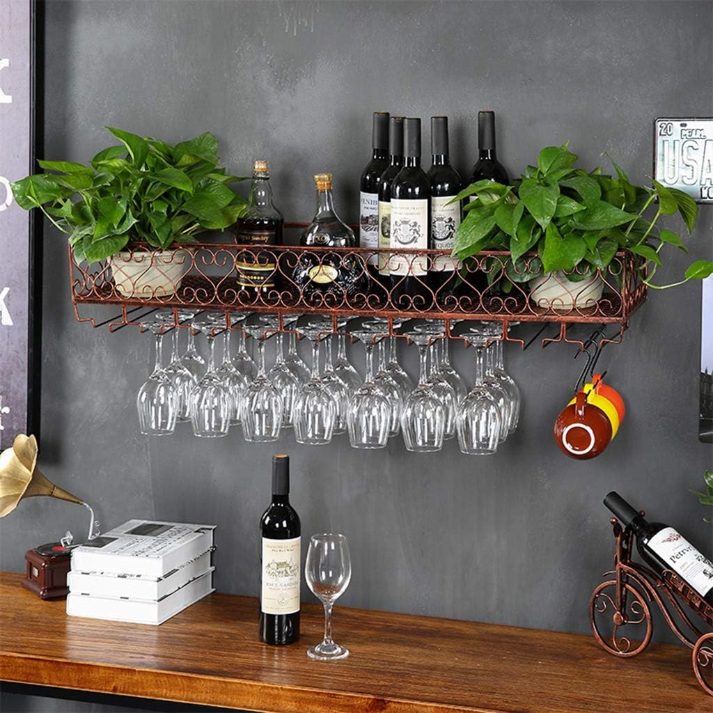 Retro Wall-Mounted Wine Rack with Metal Shelf