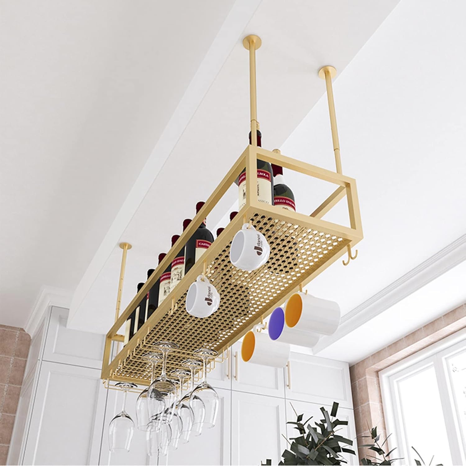 Adjustable Wine Glass Holder for Cabinet and Ceiling