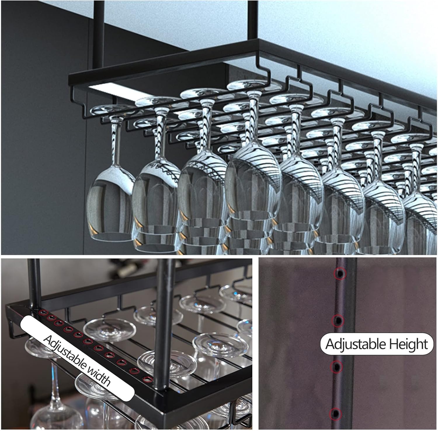 Suuim Metal Wine Glass Holder with Adjustable Height