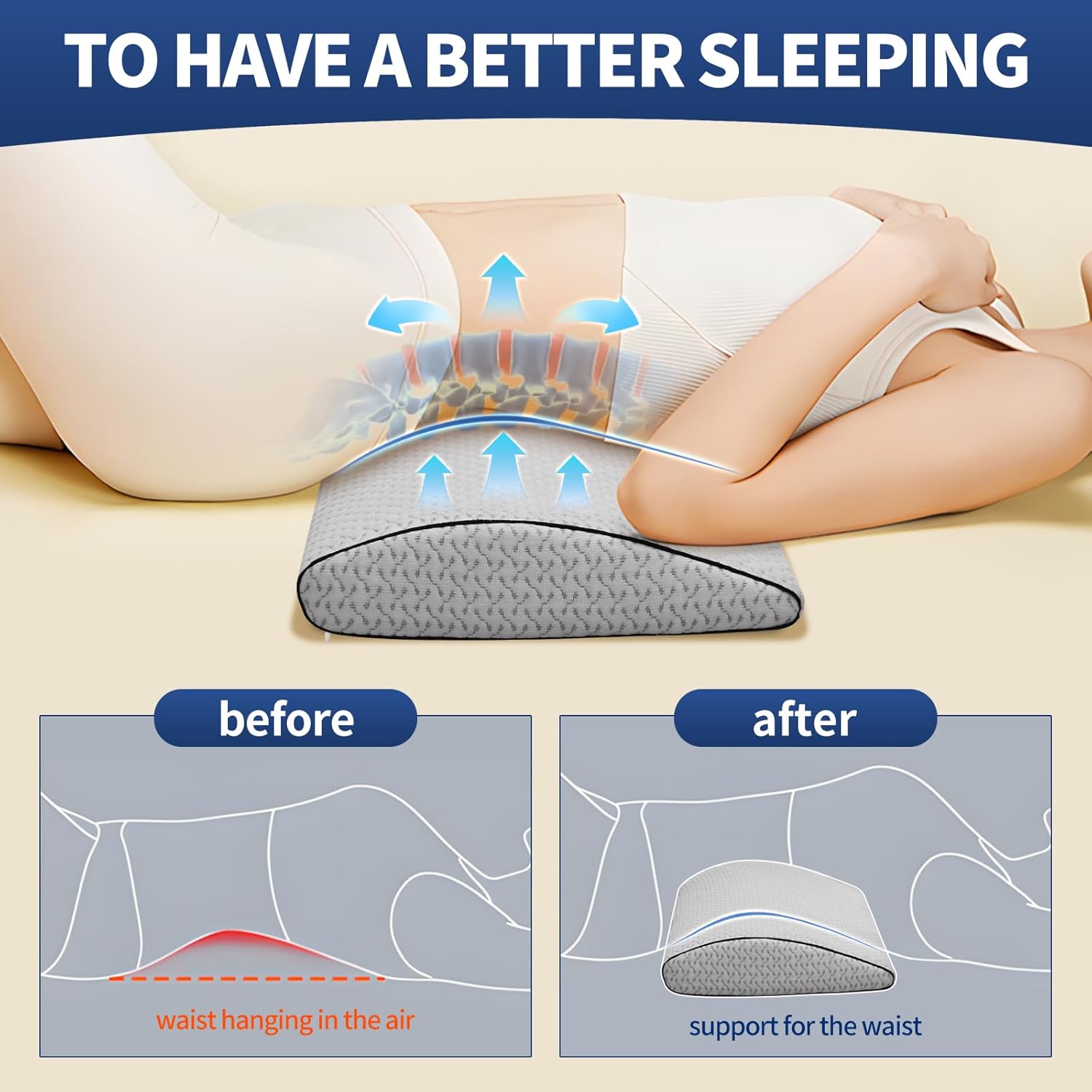 Nockovi Lumbar Support Pillow for Back Pain Relief