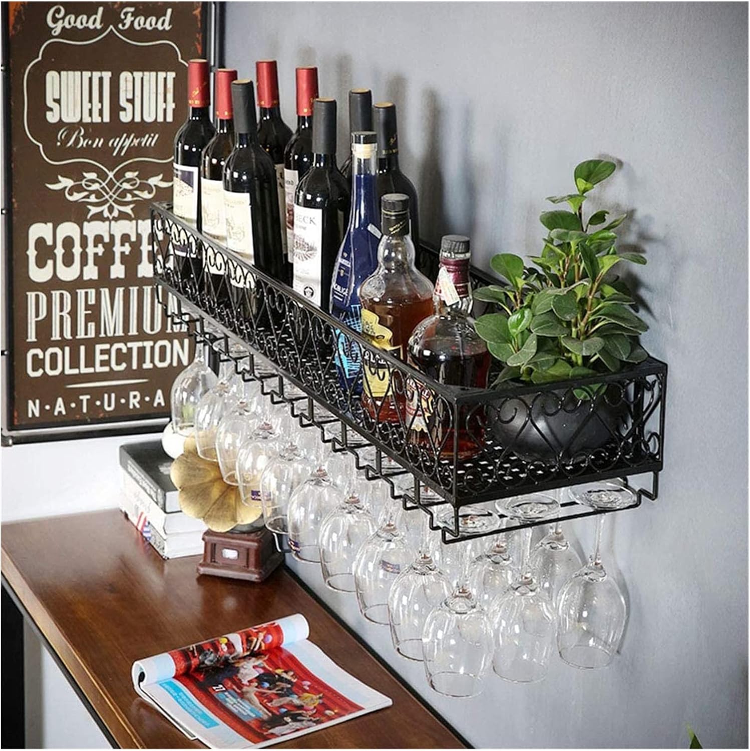 ALDEPO Wall-Mounted Wine Rack for 9 Bottles 1