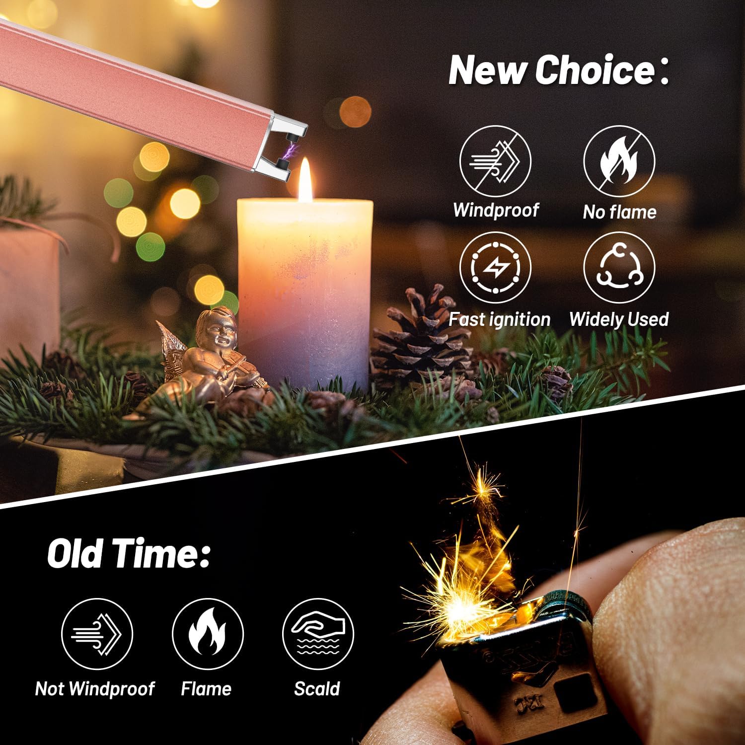 AJIJING Windproof Electric Lighter with Safety Lock and LED Display