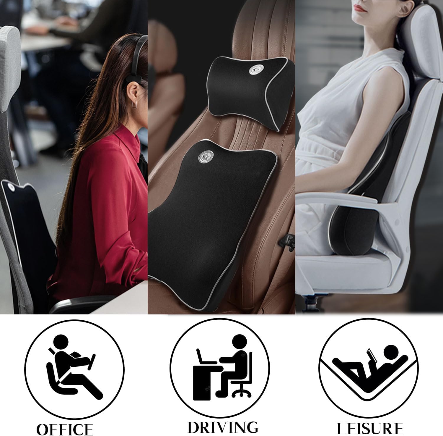Ecloud Shop Lumbar Support Cushion Set - Black
