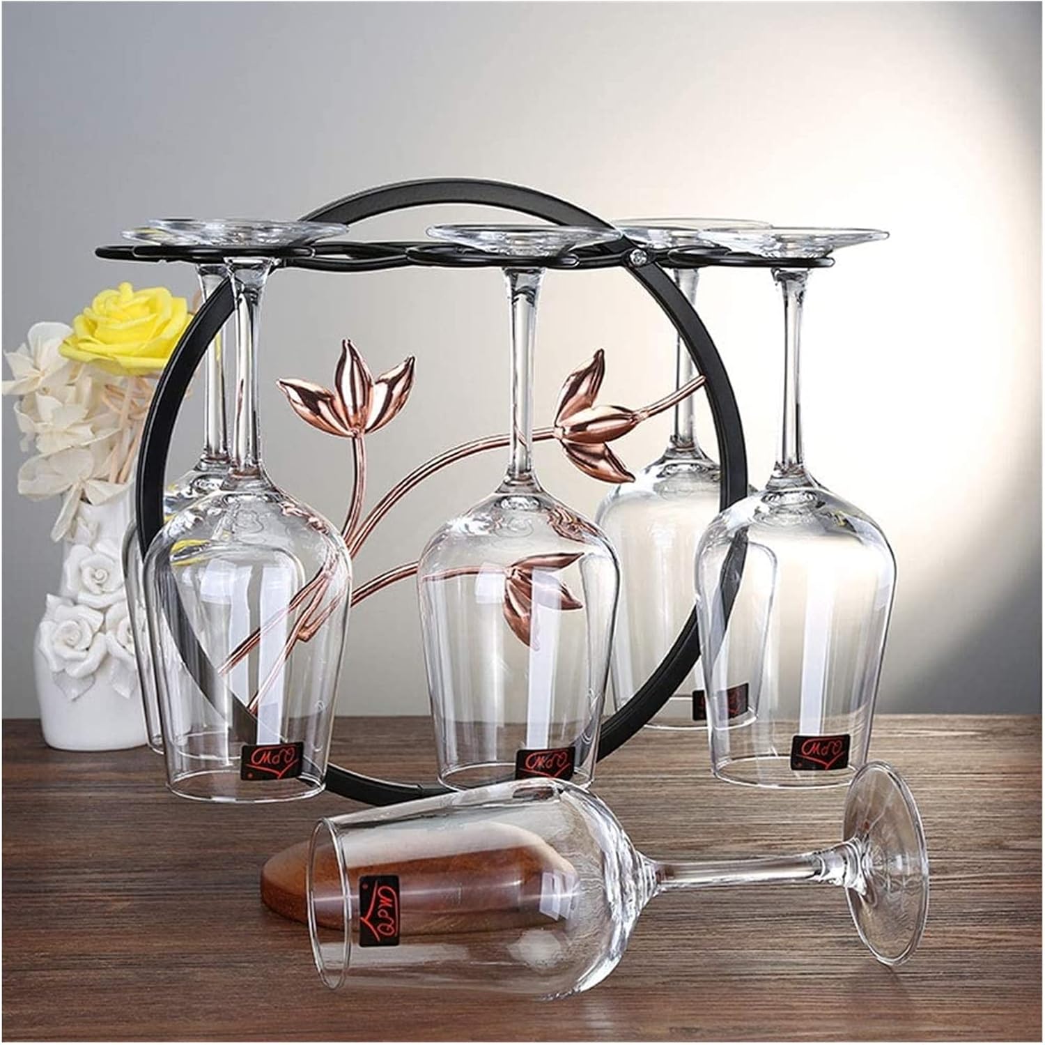 ALDEPO Tabletop Wine Rack with Wooden Base