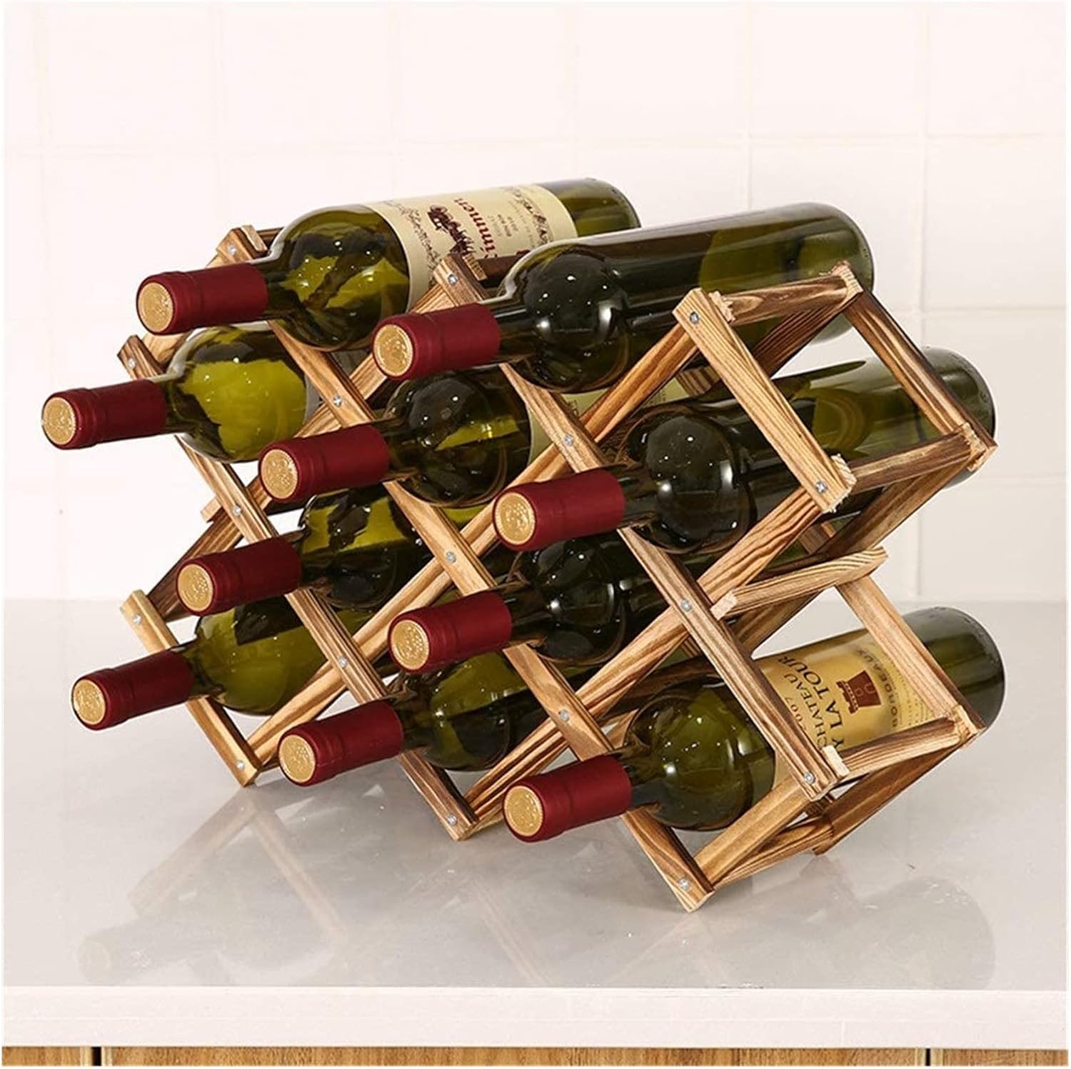 ALDEPO Wall-Mounted Wine Rack with Buckle and Solid Wood Design