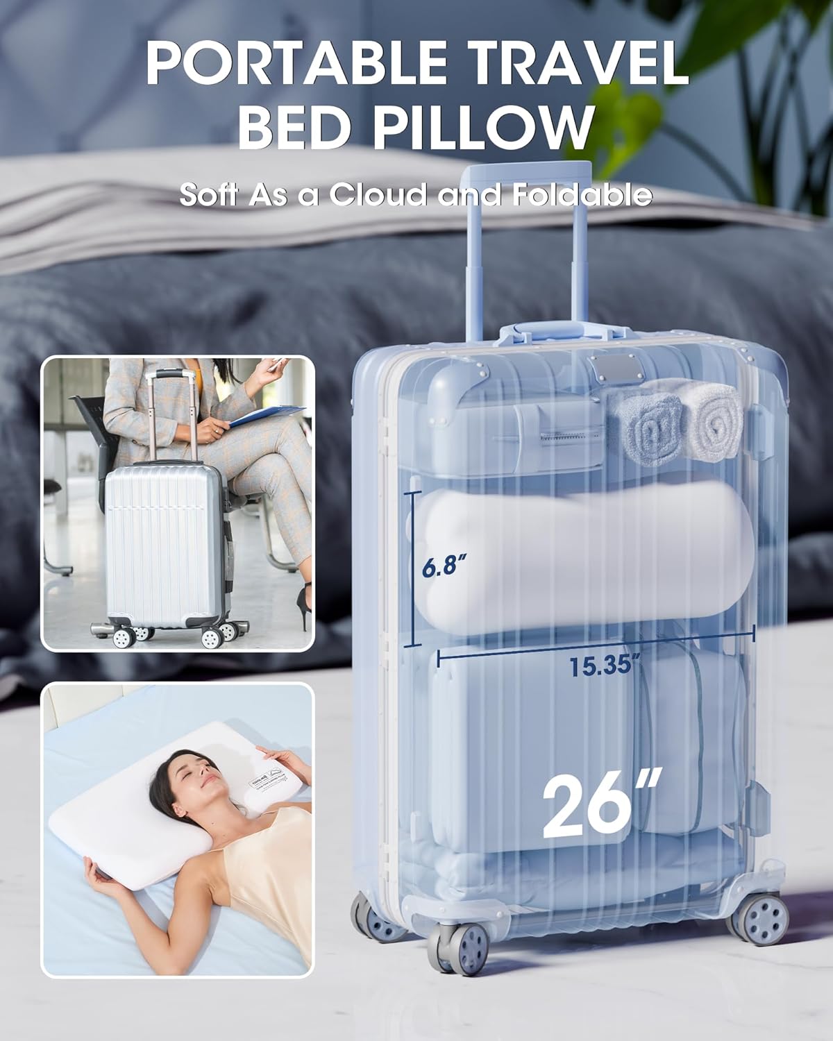Cooloo8 Ultra-Thin Memory Foam Queen Pillow for Neck Pain Relief