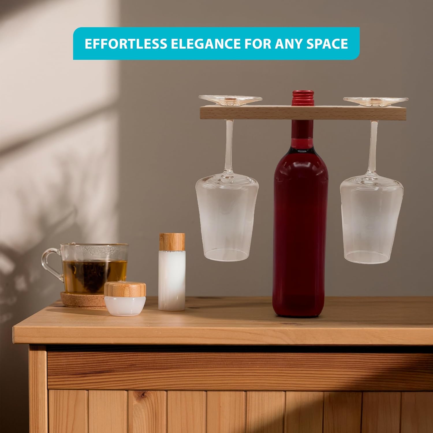 SlidingSusan Wine Glass Holder - 10 Inch x 35 Inch Beachwood Rack