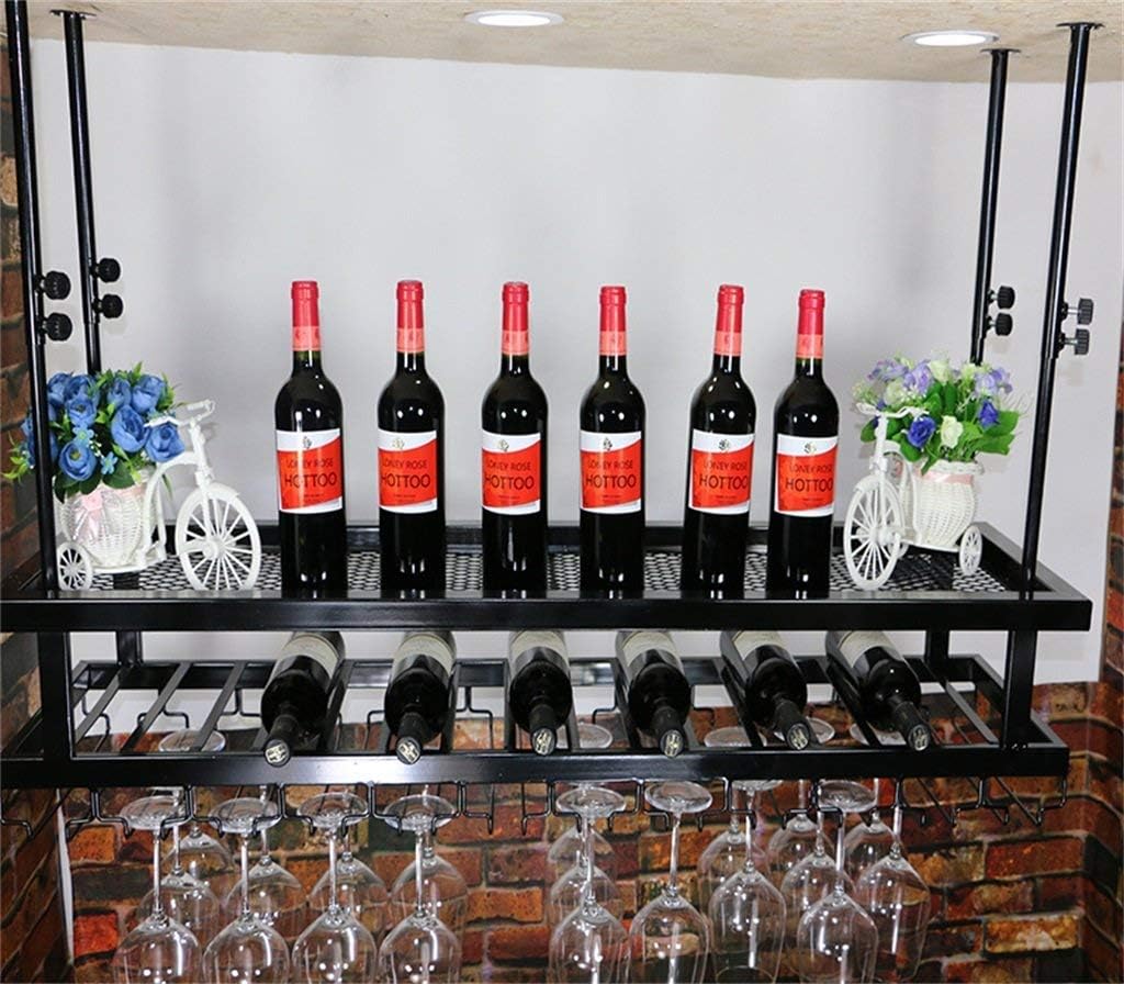 Wrought Iron Wine Rack Wall Shelf with Two Levels