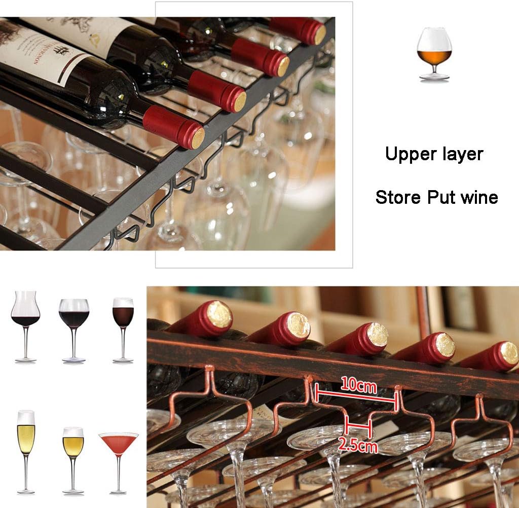 Wine Rack Ceiling Metal Frame 12 Bottles 36 Glasses