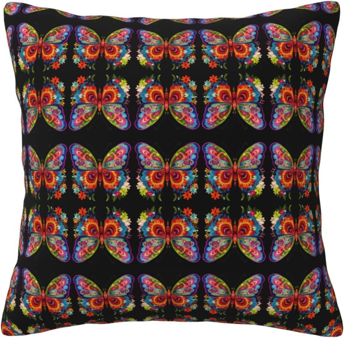 Ogniwo Embroidery Butterfly Throw PillowSoft 12x12 Inch Cushion Cover