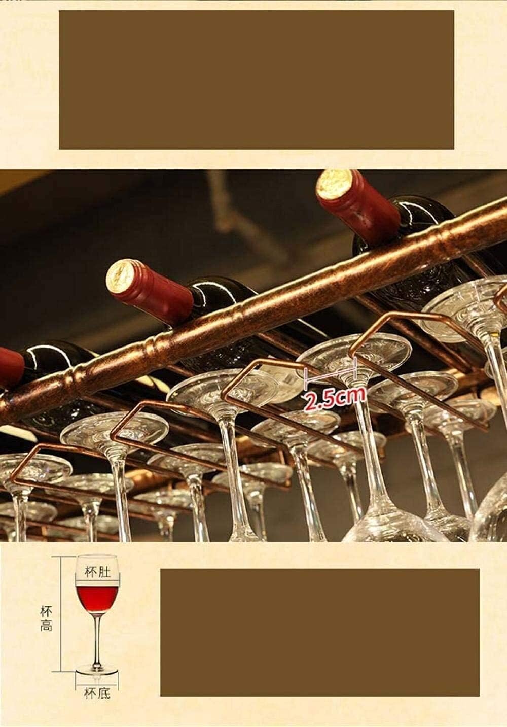 Modern Ceiling Wine Rack with Adjustable Rod and Glass Holder