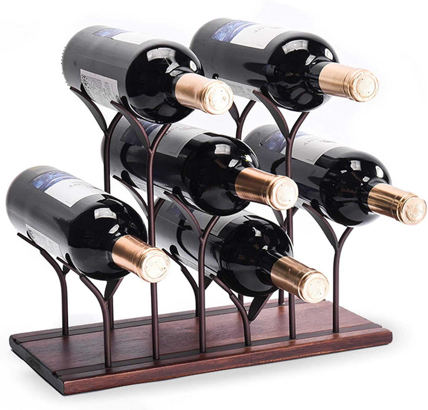 BOCbco Tabletop Wine Rack with 4 Bottles and 4 Glasses