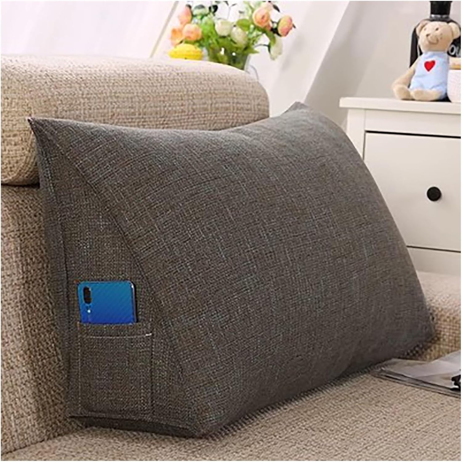 BESNUT Lumbar Pillow with Side Pockets and Zipper 1
