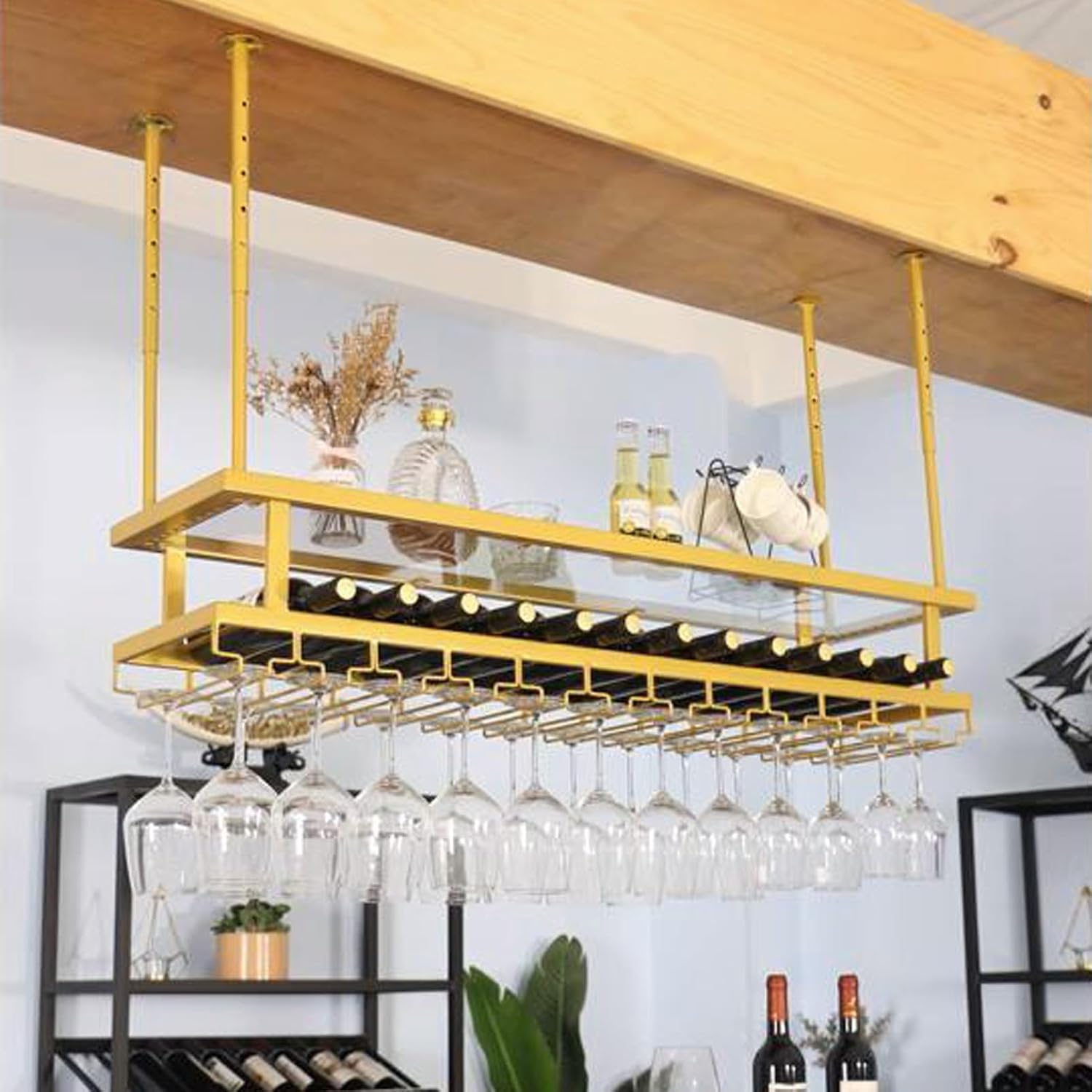 Whalebee Adjustable Wine Glass Rack for Home Storage