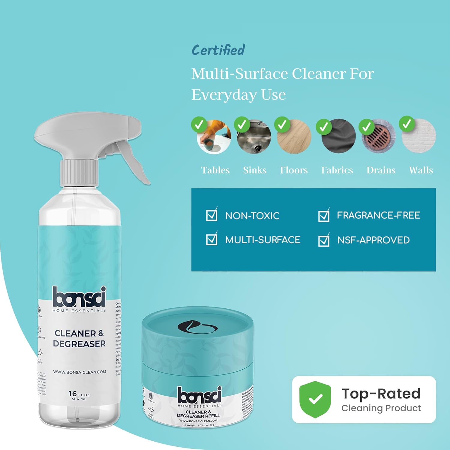 Bonsai Multi-Surface Cleaner Refill Spray Bottle Combo 1