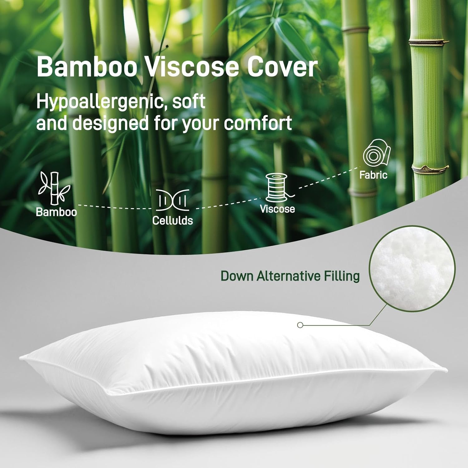 Aveallore Bamboo Viscose Down Alternative Pillow King Size