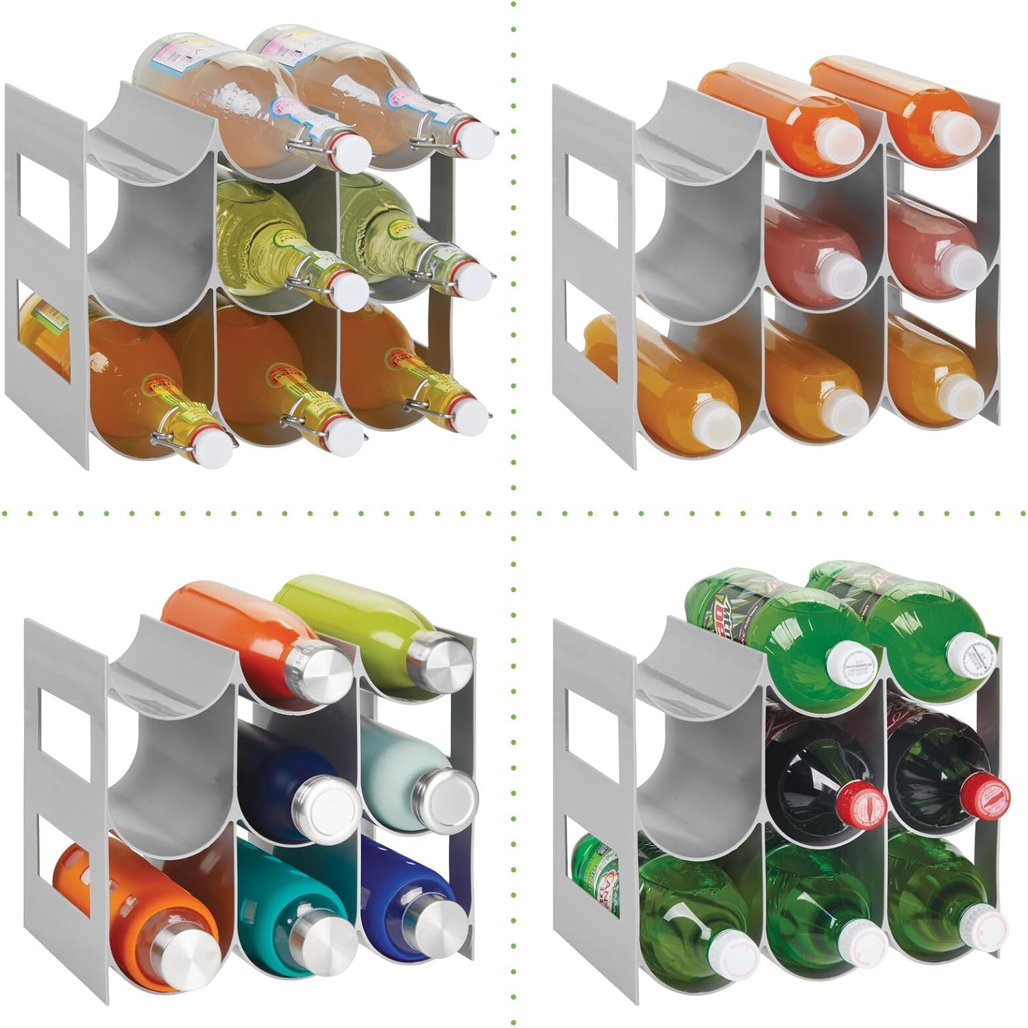 mDesign Wine Rack Storage Organizer - 3 Tiers 9 Bottles Gray