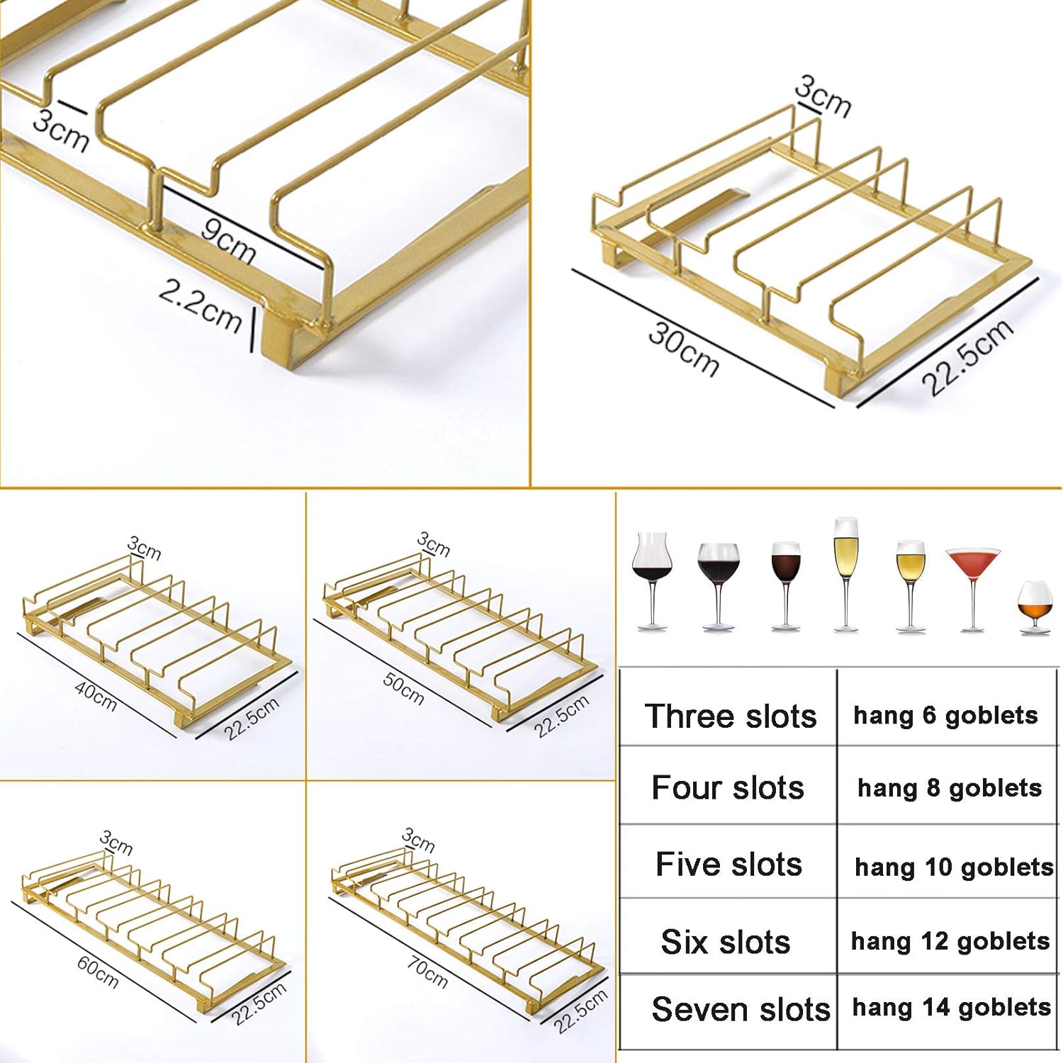ZJDYDY Wine Glass Rack Modern Metal Under Cabinet Storage Organizer