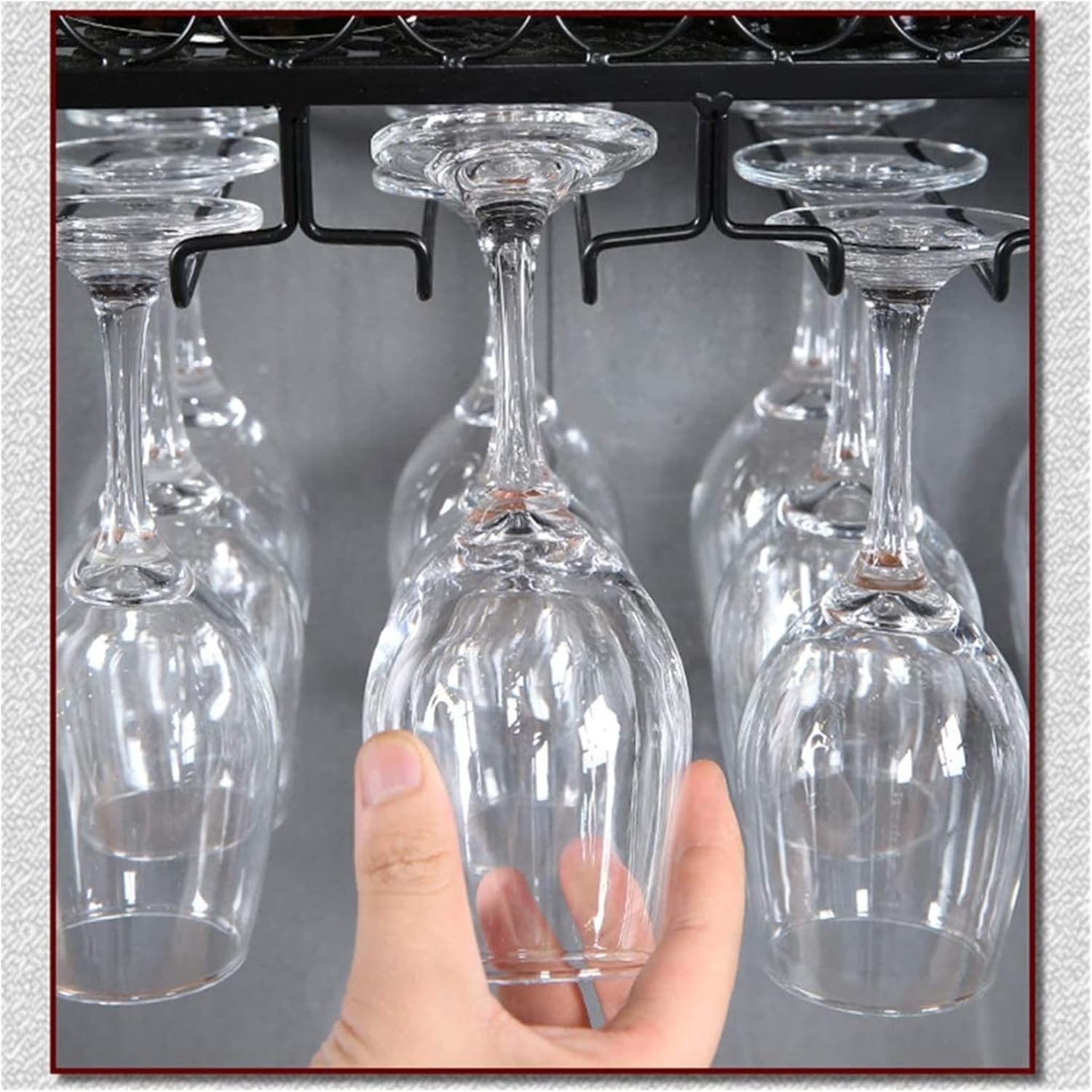 ALDEPO Wall-Mounted Wine Rack with Glass Holder Black Organizer