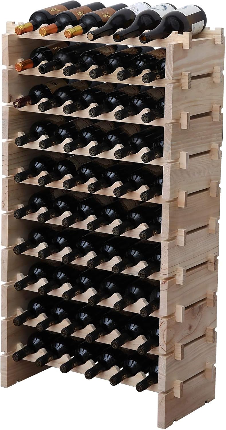 fdjamy Wine Rack 60 Bottles Natural Color 1