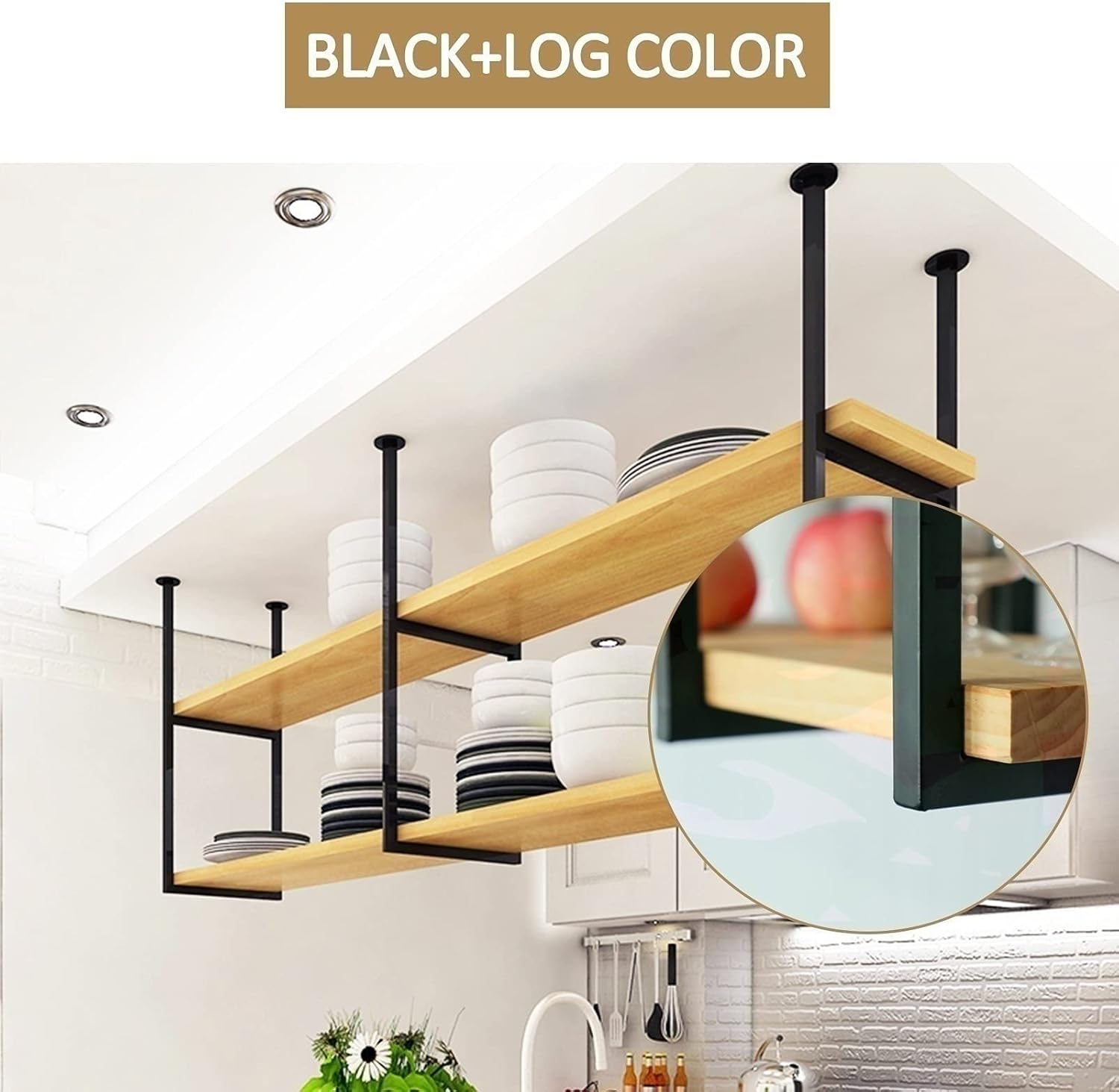 Hanging Wine Glass Rack with Wrought Iron Design