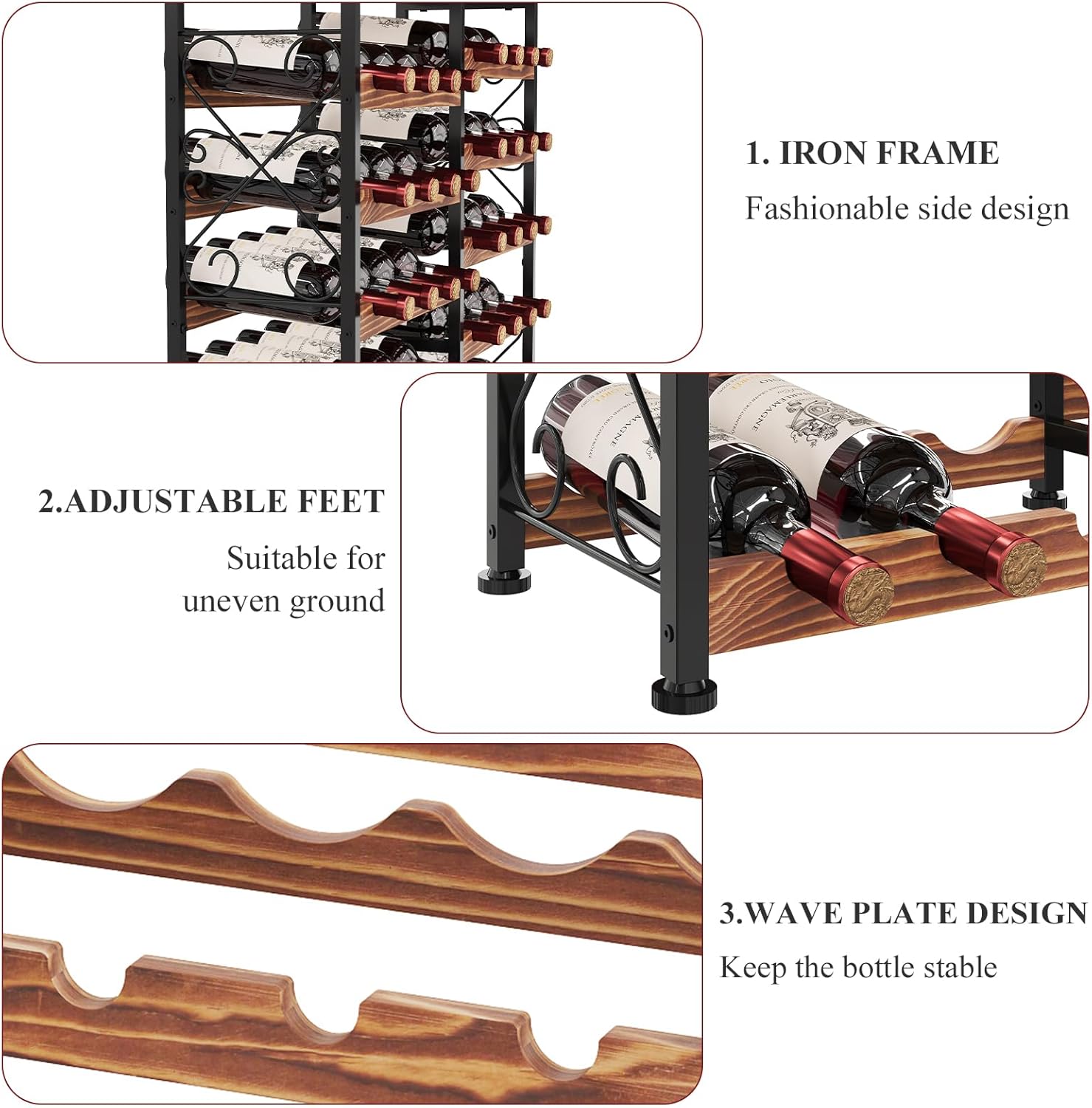 Sonyabecca 48 Bottle Freestanding Wine Rack with Solid Wood Top
