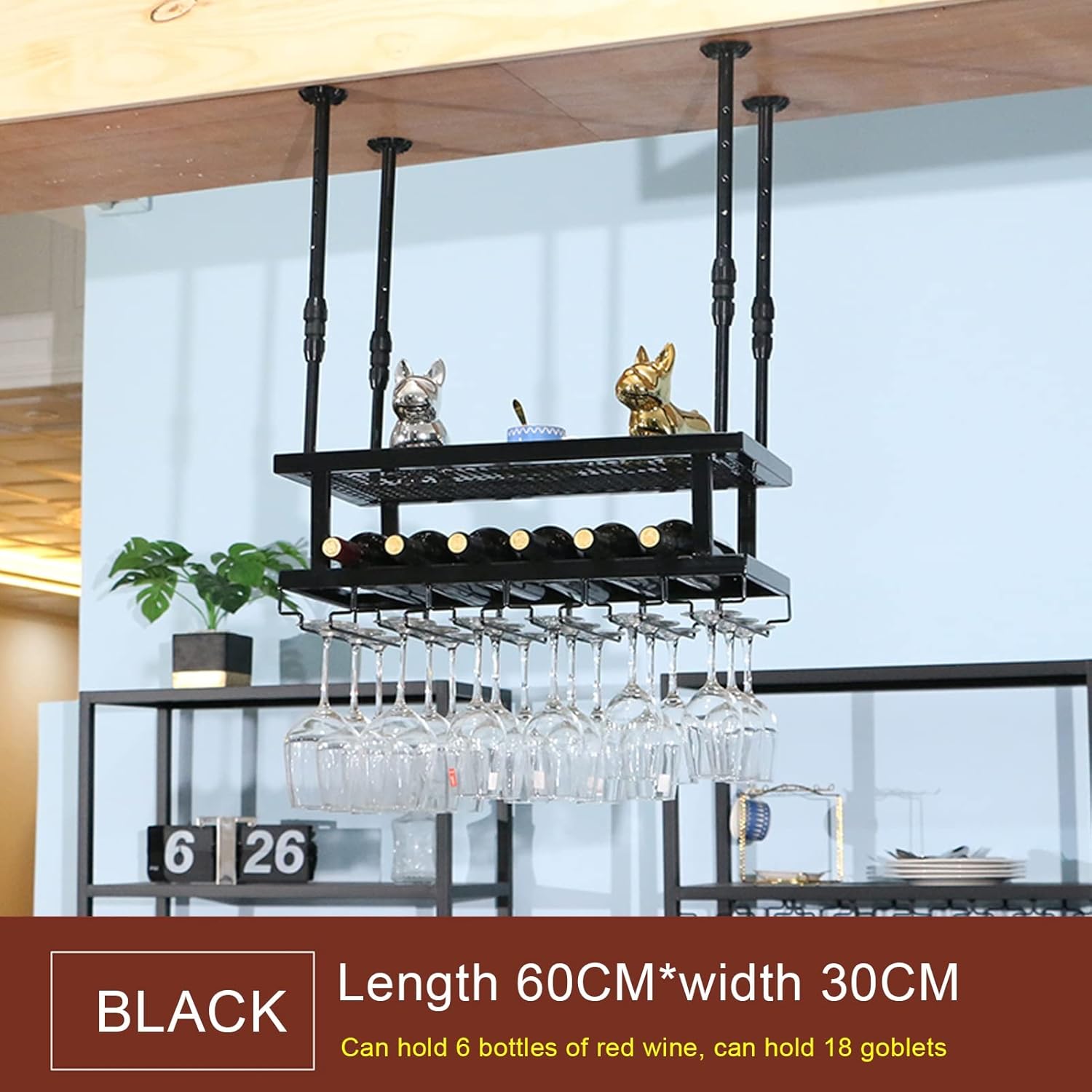 Ceiling Wine Glass Rack Holder for Kitchen Bar