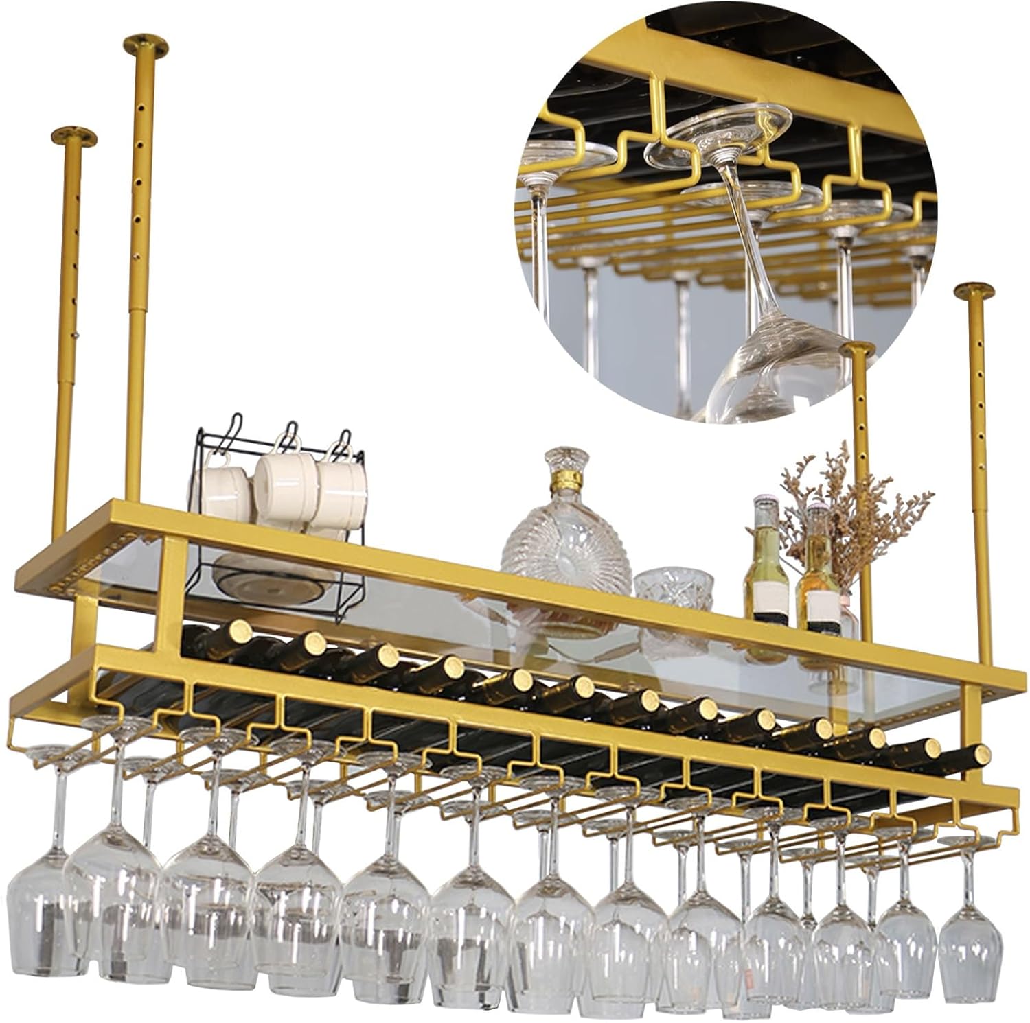 Whalebee Adjustable Wine Glass Rack for Home Storage