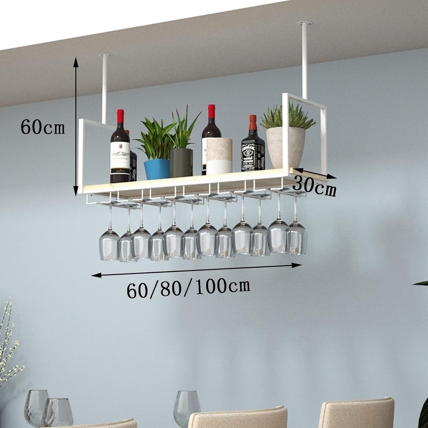 Suuim Ceiling Wine Glass Rack - Metal Display Stand