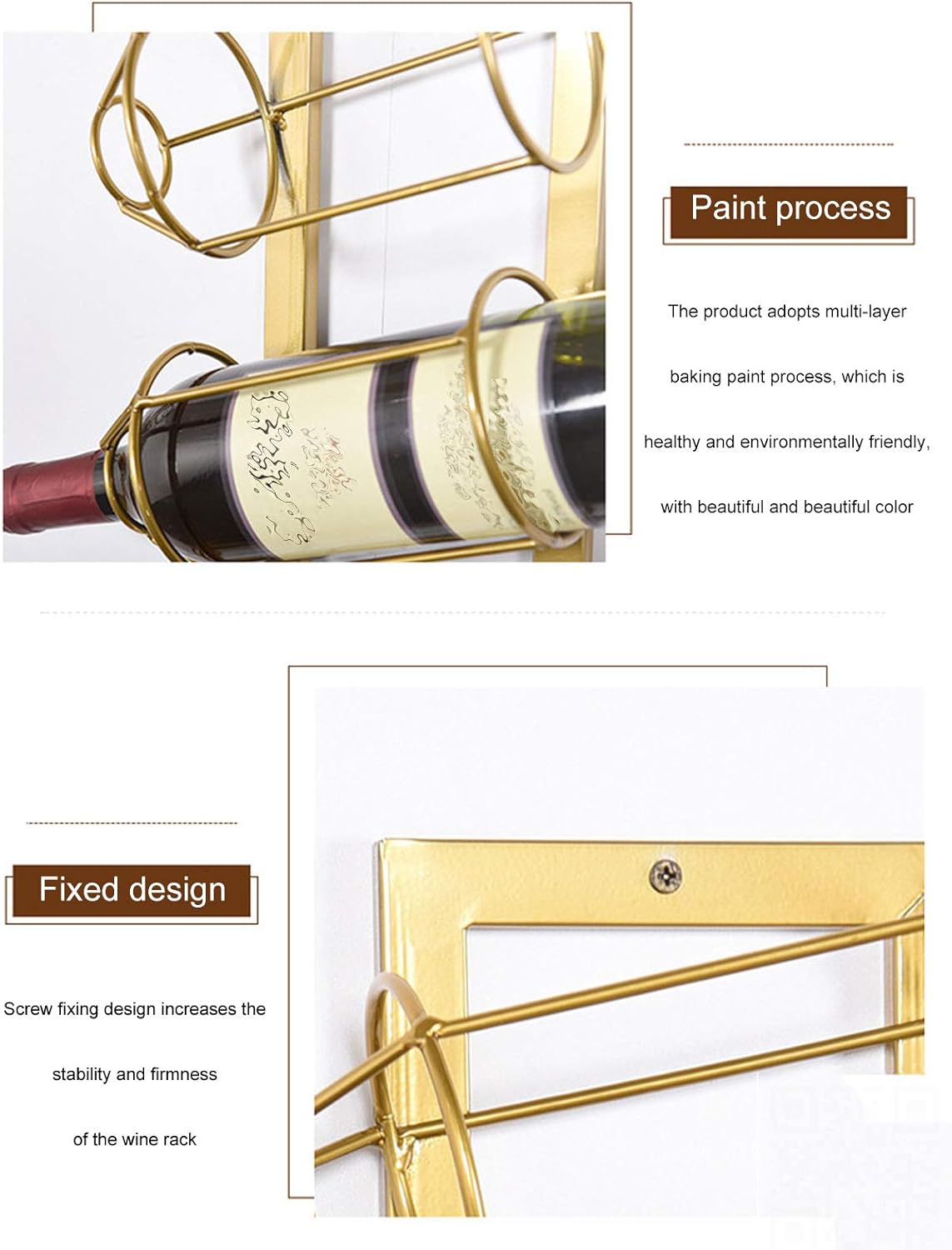 BOCbco Wall-Mounted Iron Wine Racks for Double Bottles