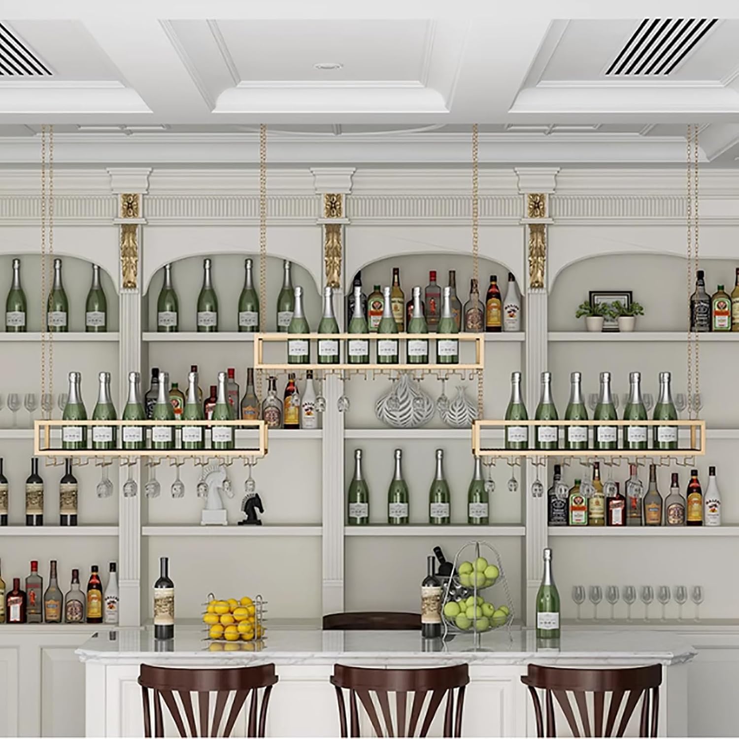 Ceiling Wine Glass Rack with Adjustable Height