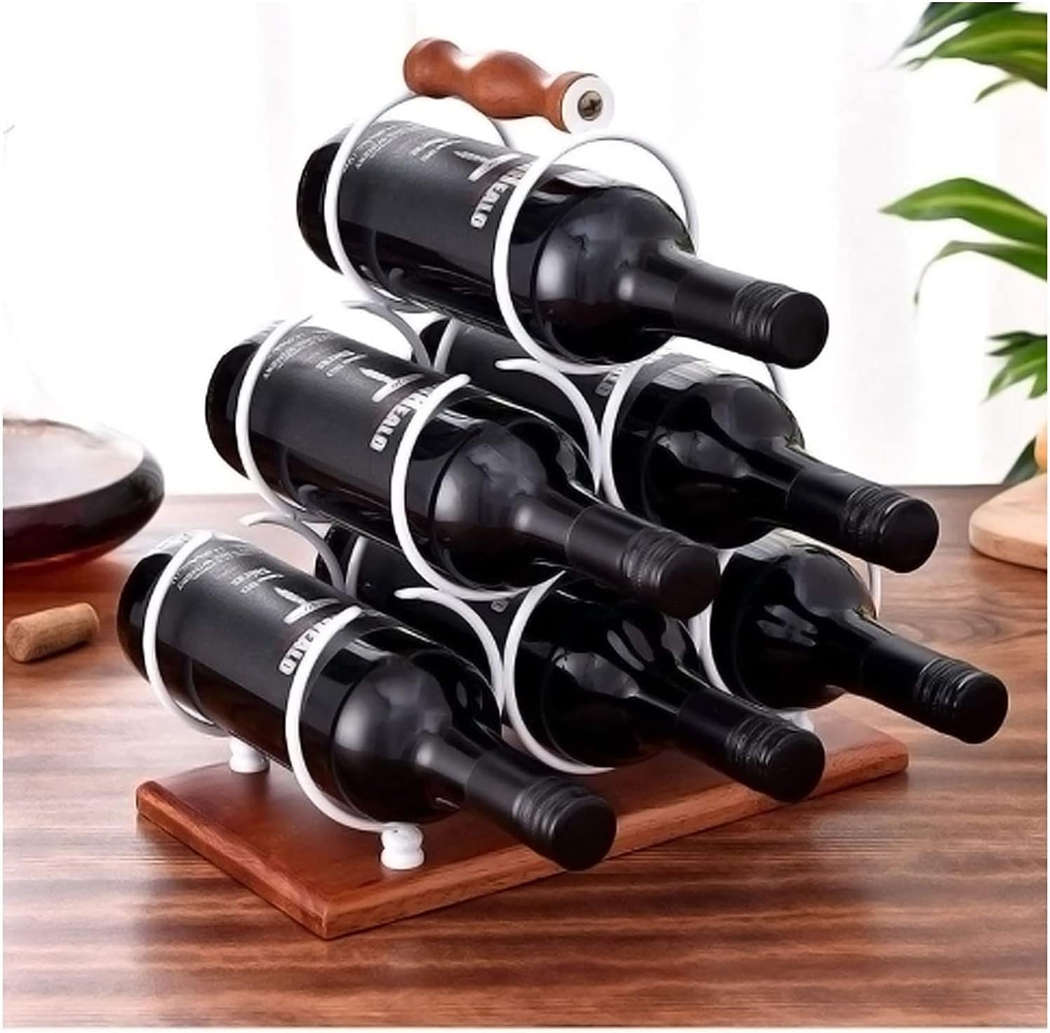 ALDEPO Rustic Tabletop Wine Rack 6 Bottles