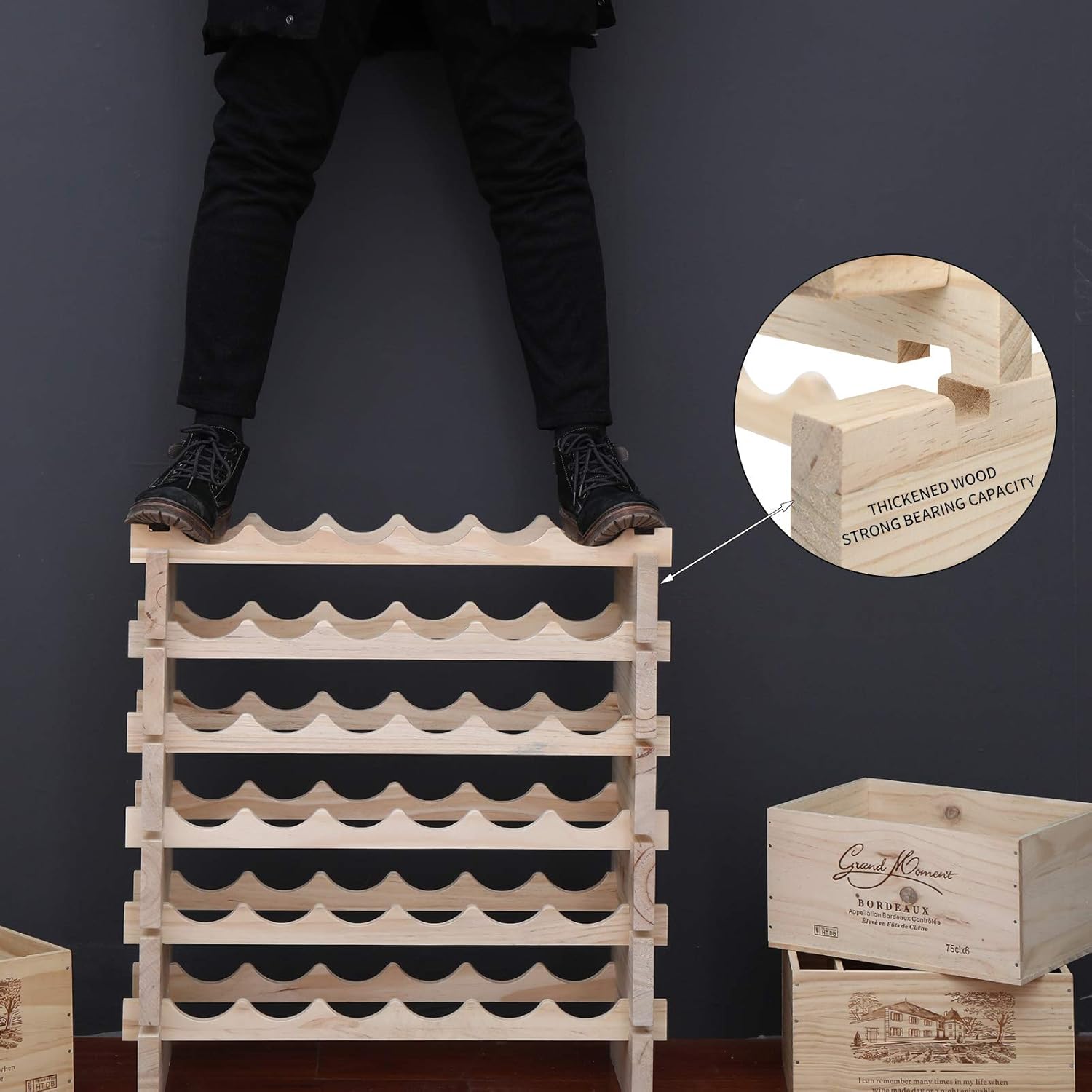 fdjamy Wine Rack 60 Bottles Natural Color 1