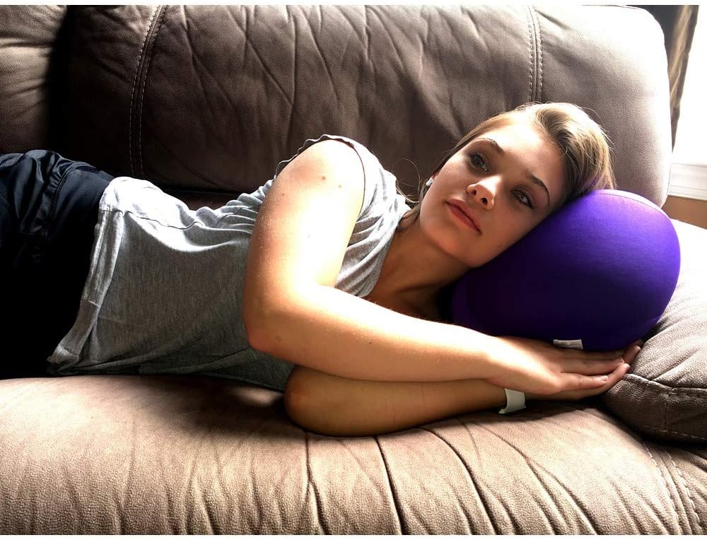 Mushy Pillows Ball Shape Round Bolster Microbead Support Throw Pillow Purple 1