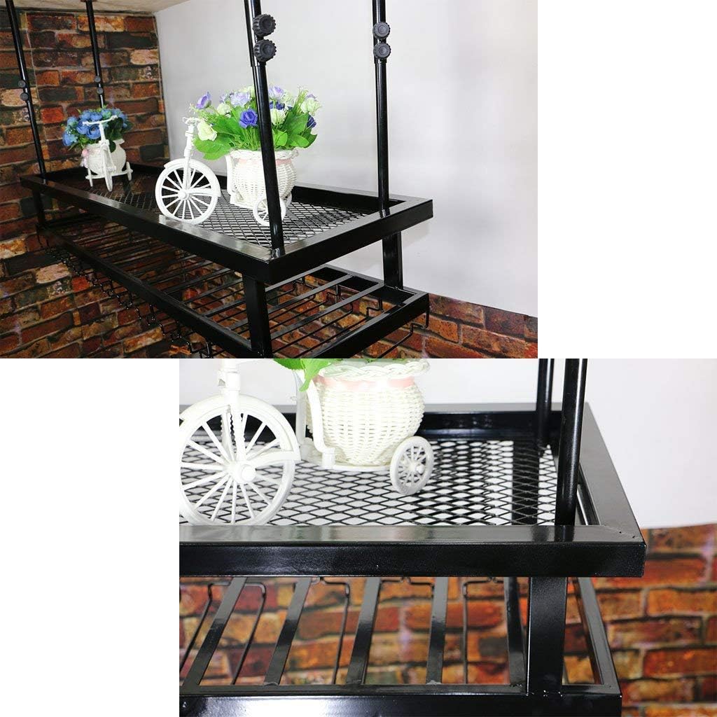 Wrought Iron Wine Rack Wall Shelf with Two Levels