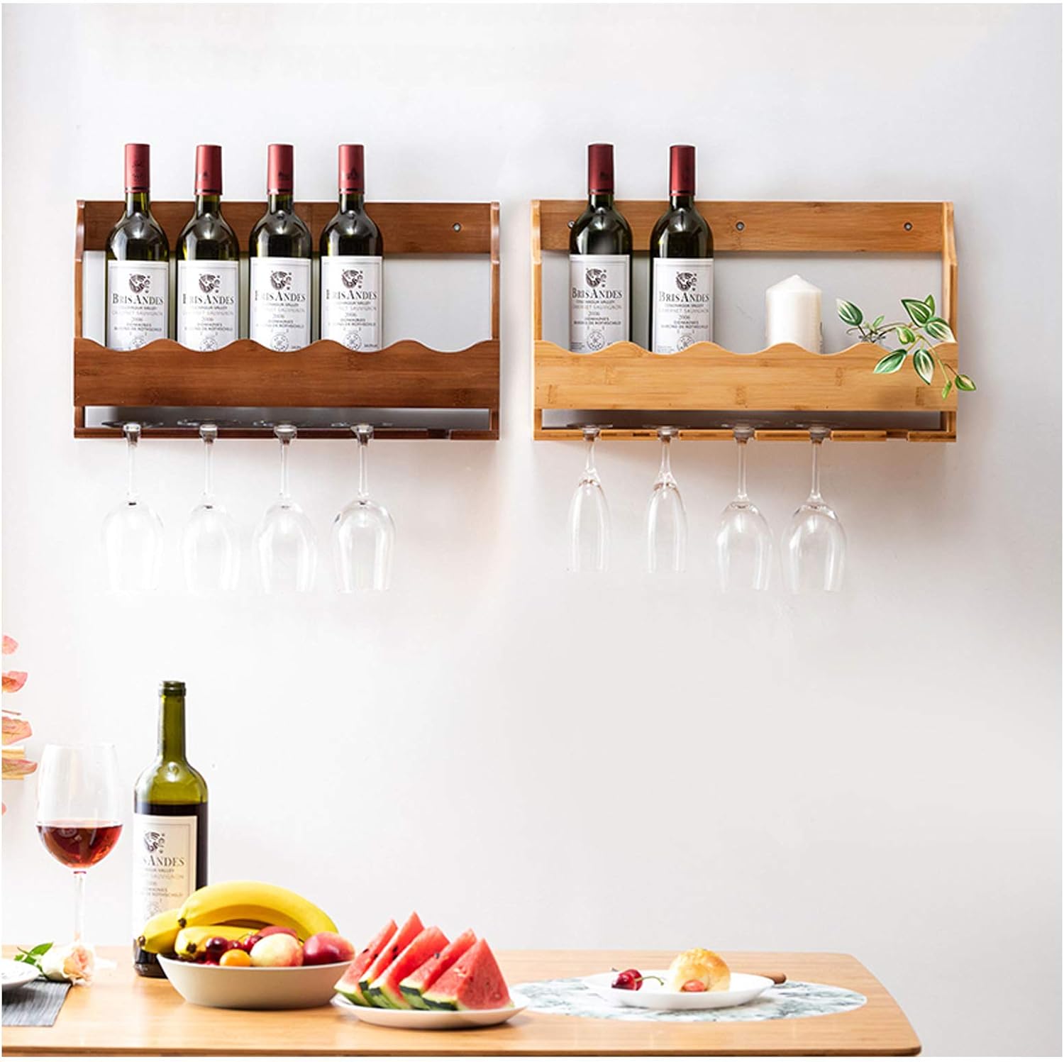 BOCbco Wall-Mounted Wine Rack with Glass Holder