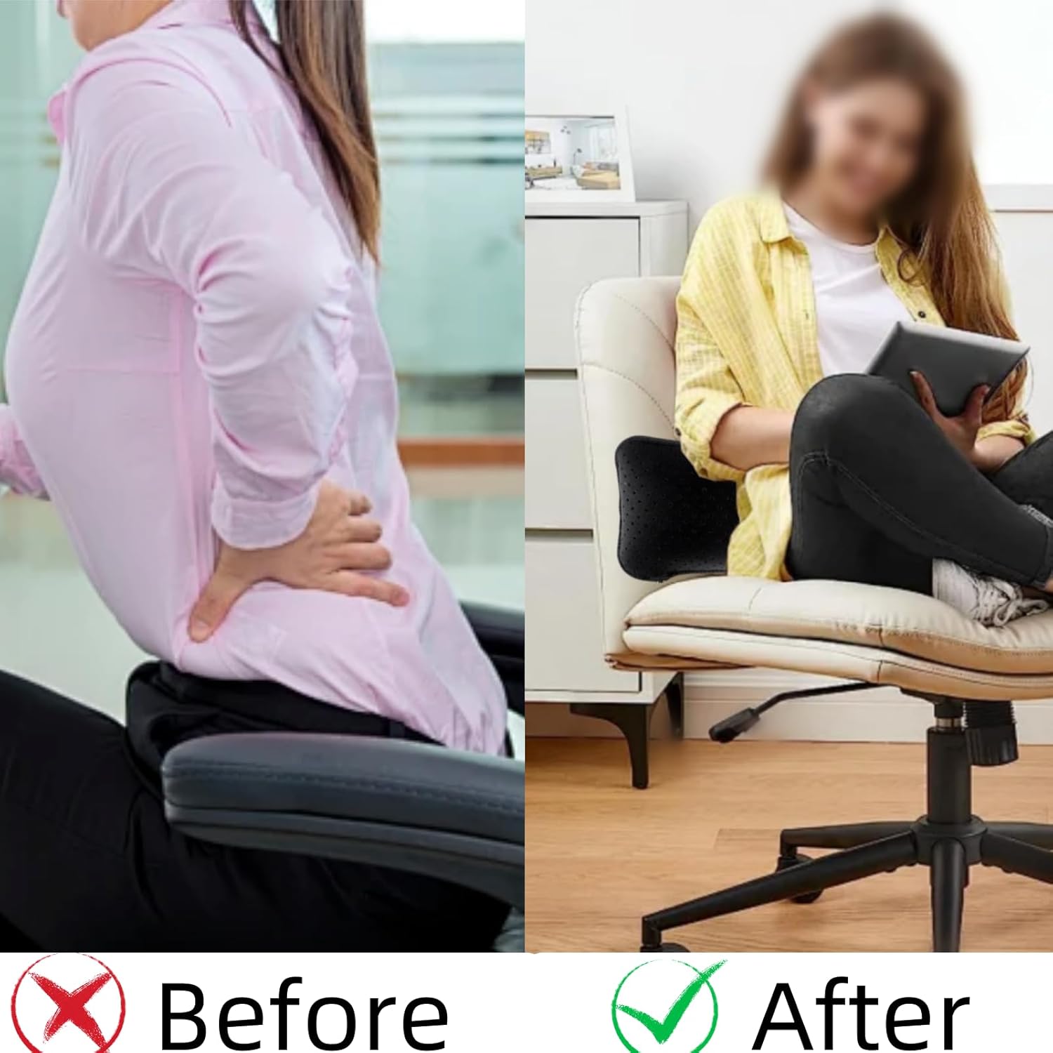 Beisto Inflatable Lumbar Support Pillow for Car Seat and Office Use