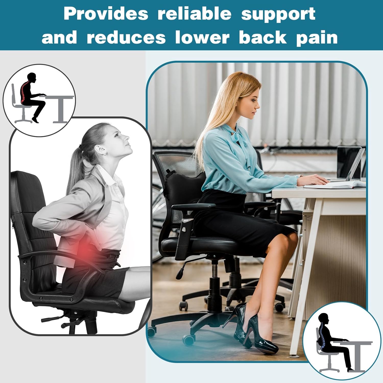 GlikCeil 2 Pcs Inflatable Travel Lumbar Pillow