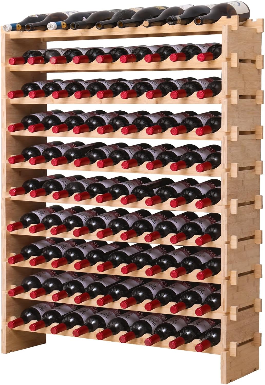 FDHUIJIA 90 Bottle Bamboo Wine Rack Cabinet