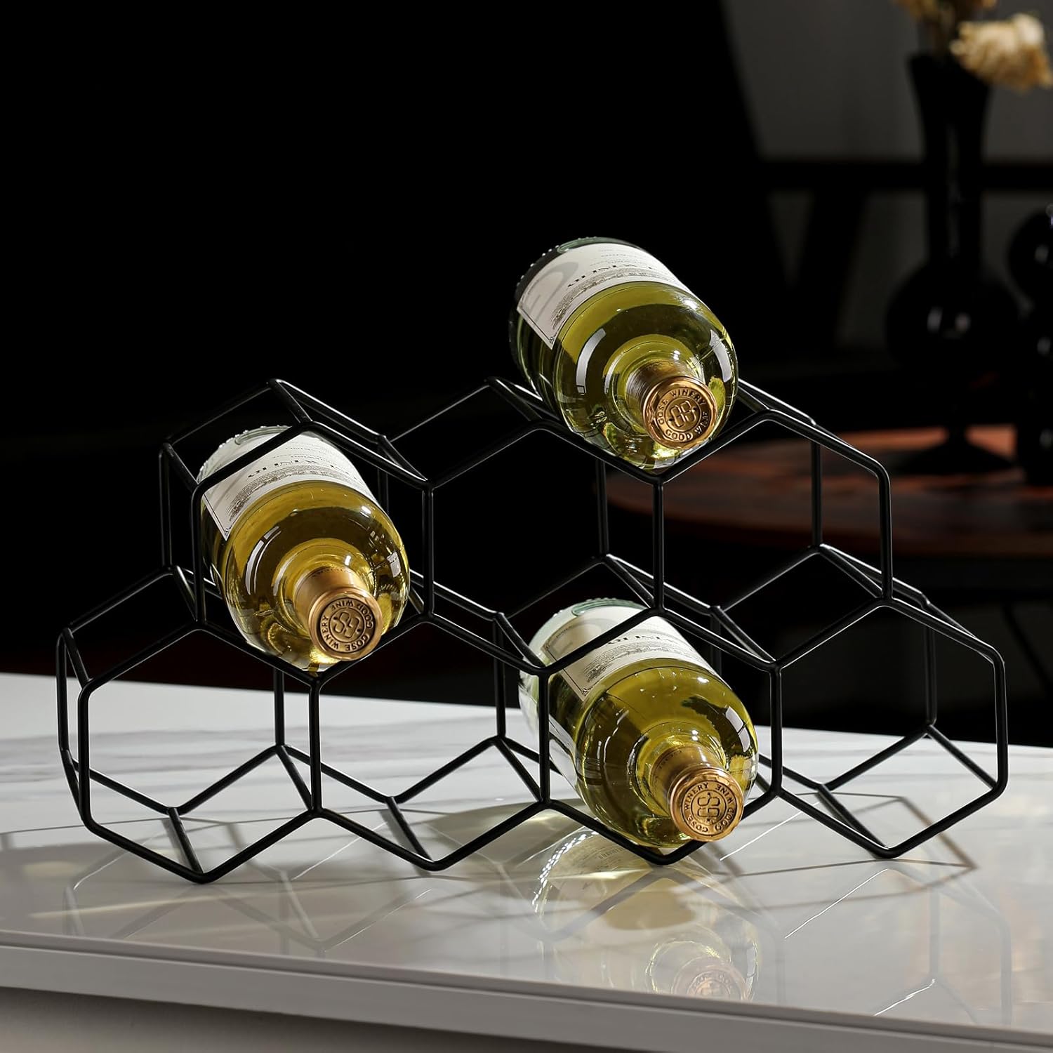 Drincarier 9 Bottle Countertop Wine Rack - Modern Black Metal 2 Tier