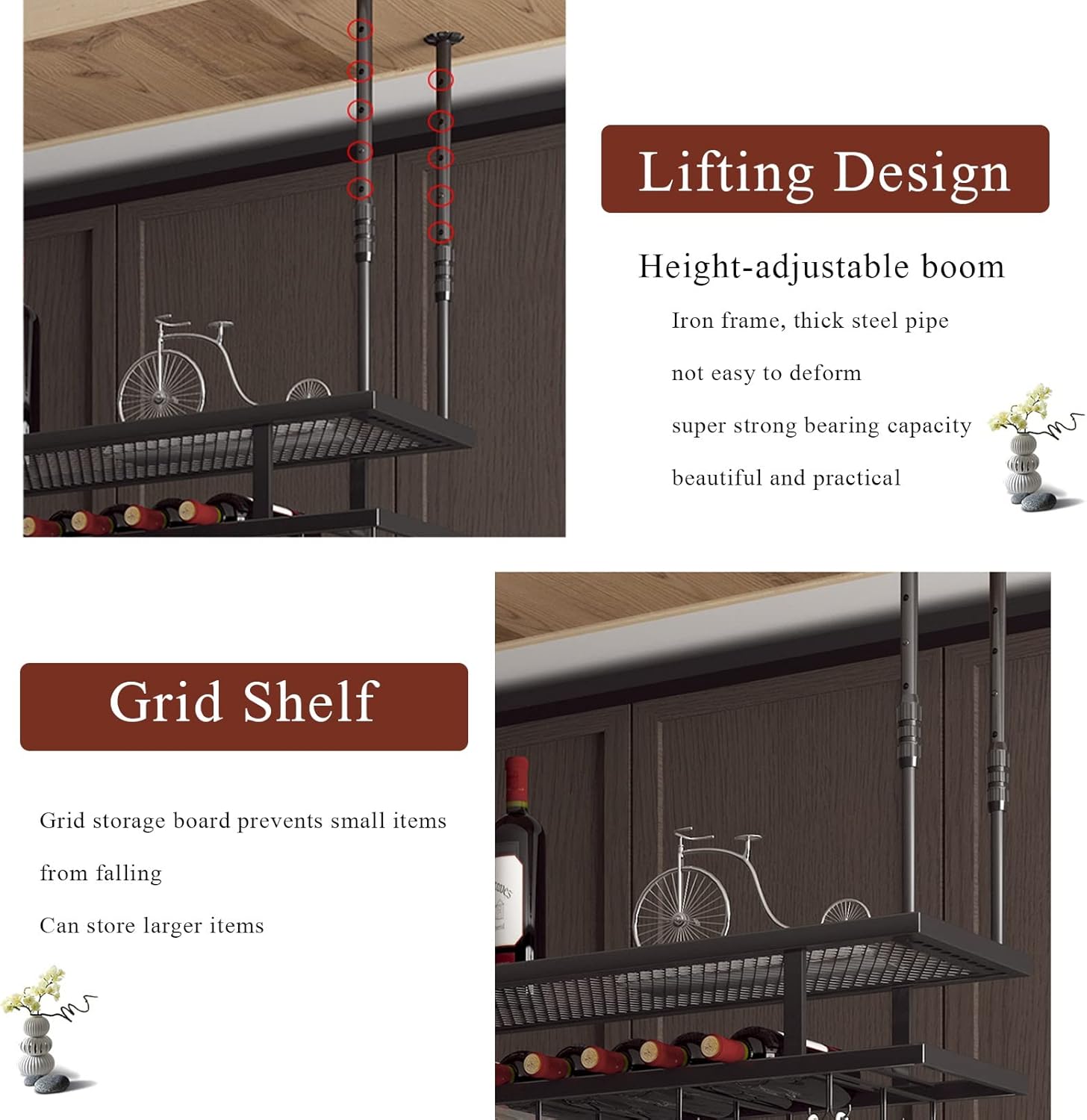 Ceiling Wine Glass Rack Holder for Kitchen Bar