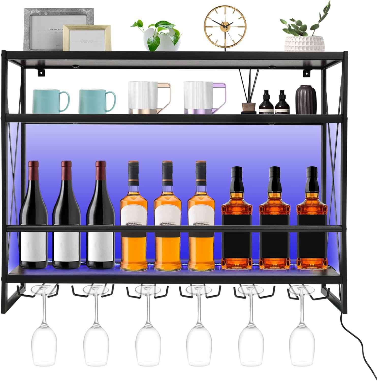 Gagalayong Wall Mounted Wine Rack with LED Light
