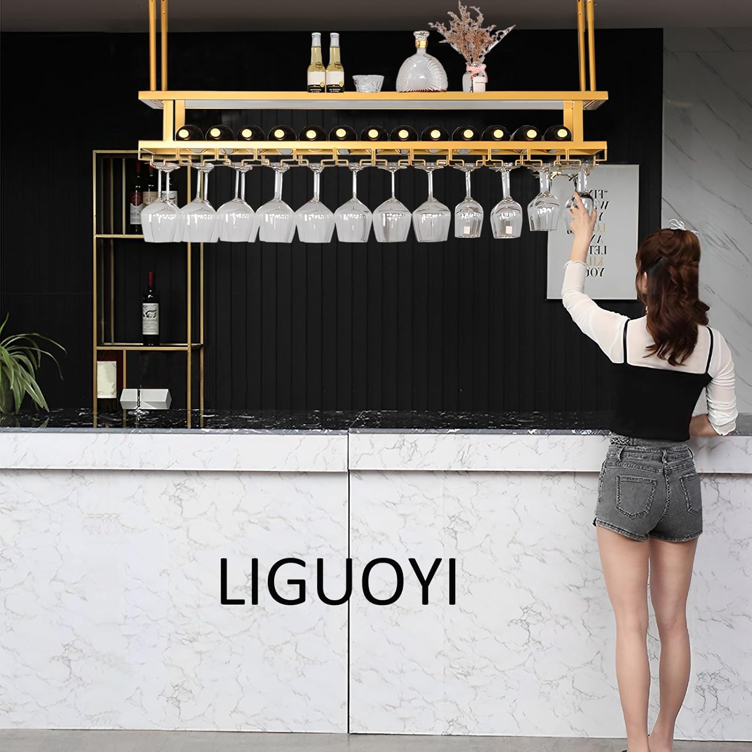 LIGUOYI Adjustable Wine Glass Rack with Screws