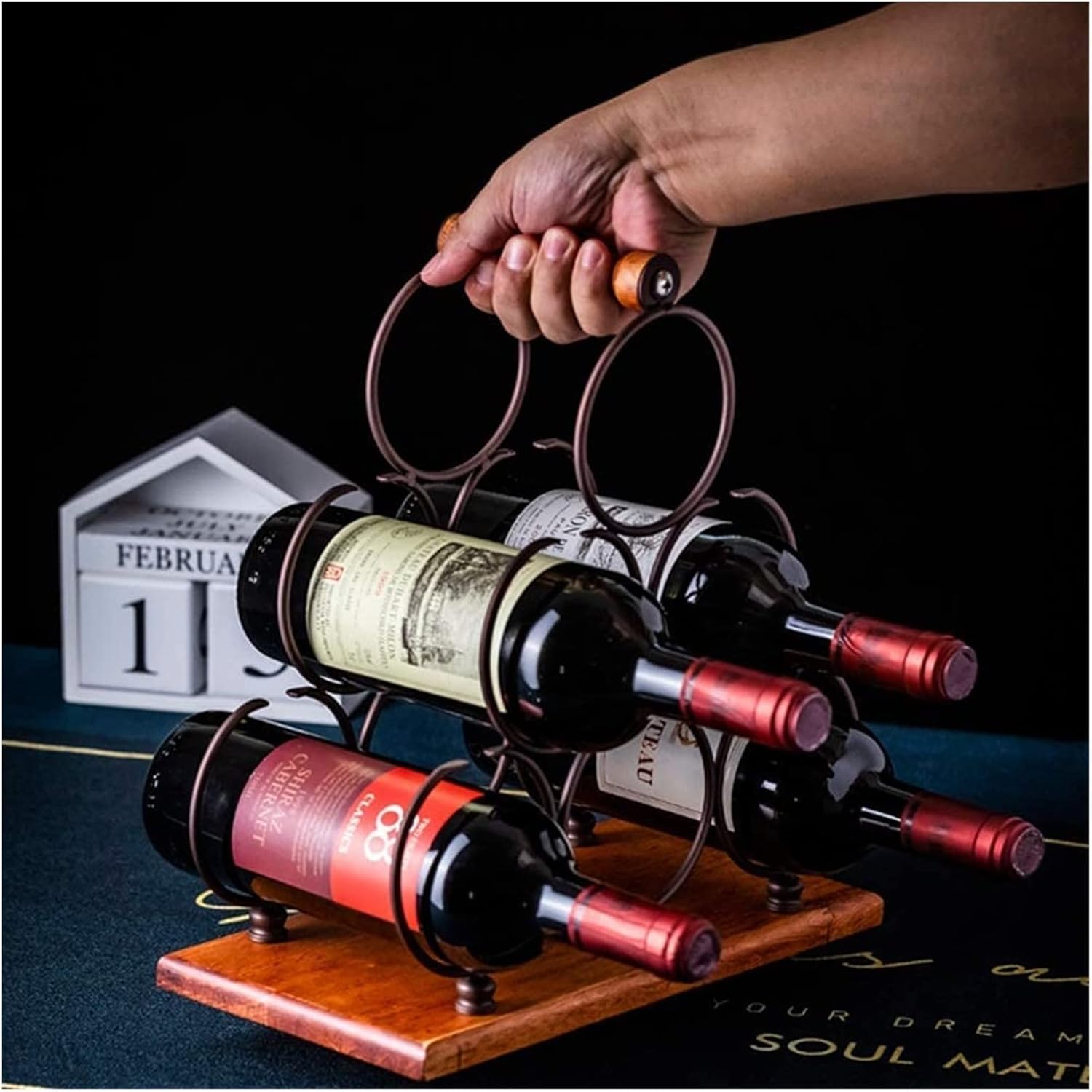 ALDEPO Wine Rack Holds 6 Bottles Wall Mounted Elegant Design
