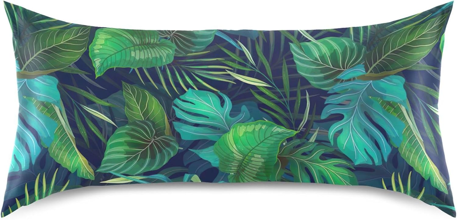 TSENQUE Exotic Tropical Plants Satin Pillow Case Cooling Bed Decor