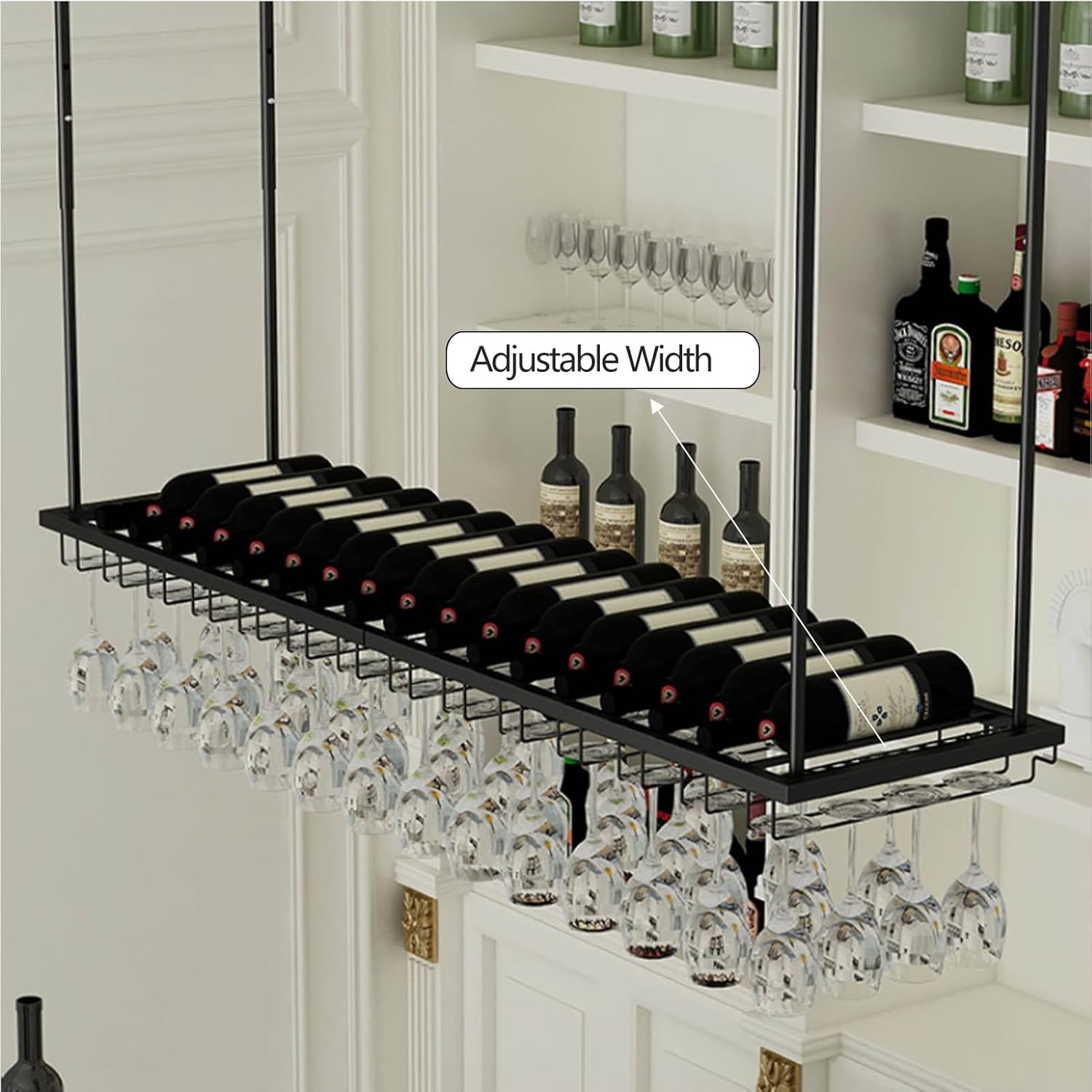 Suuim Metal Wine Glass Holder with Adjustable Ceiling Rack 1