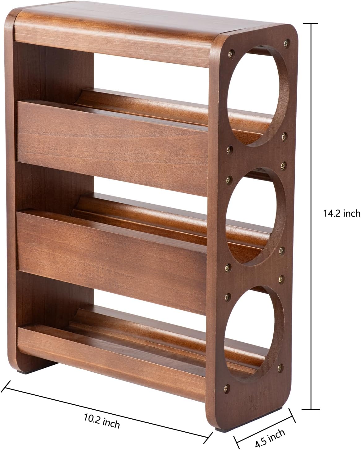 Satu Brown 3 Bottle Wine Rack Pine Wood Holder