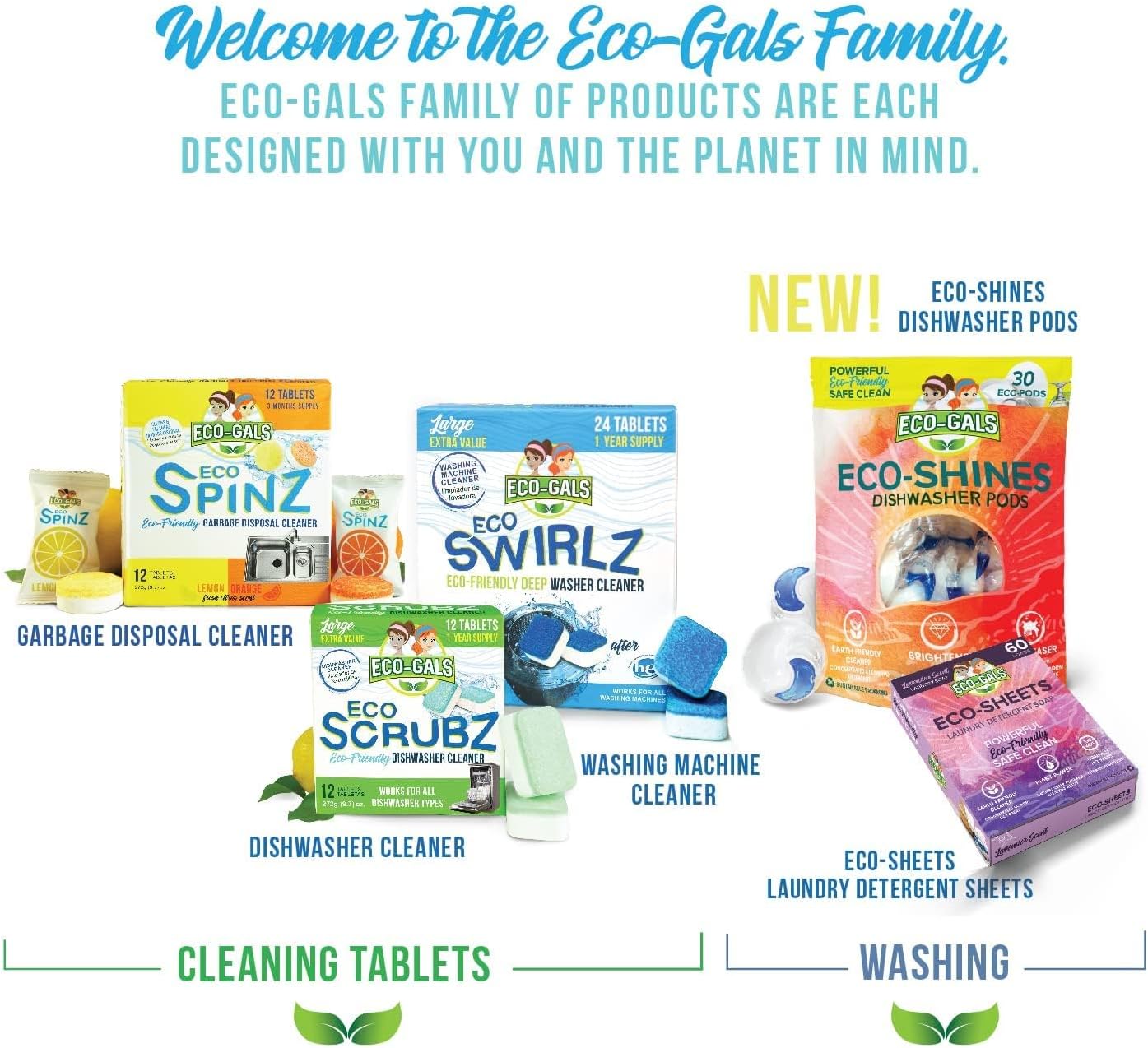 Eco-Gals Washing Machine Cleaner Tablets for Front Top Load Washers
