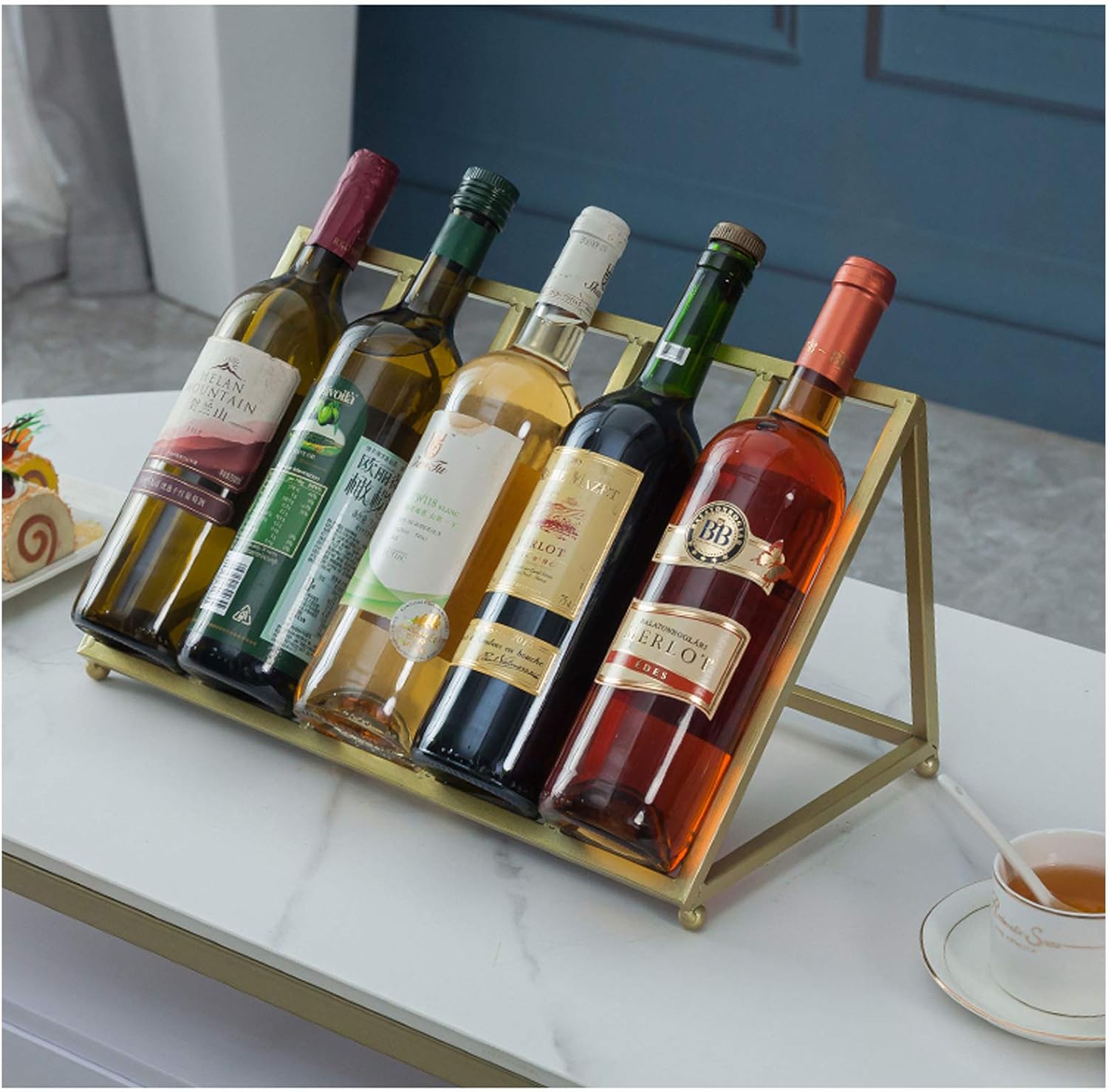 BOCbco Tabletop Wine Rack Holds 5 Bottles Rose Gold
